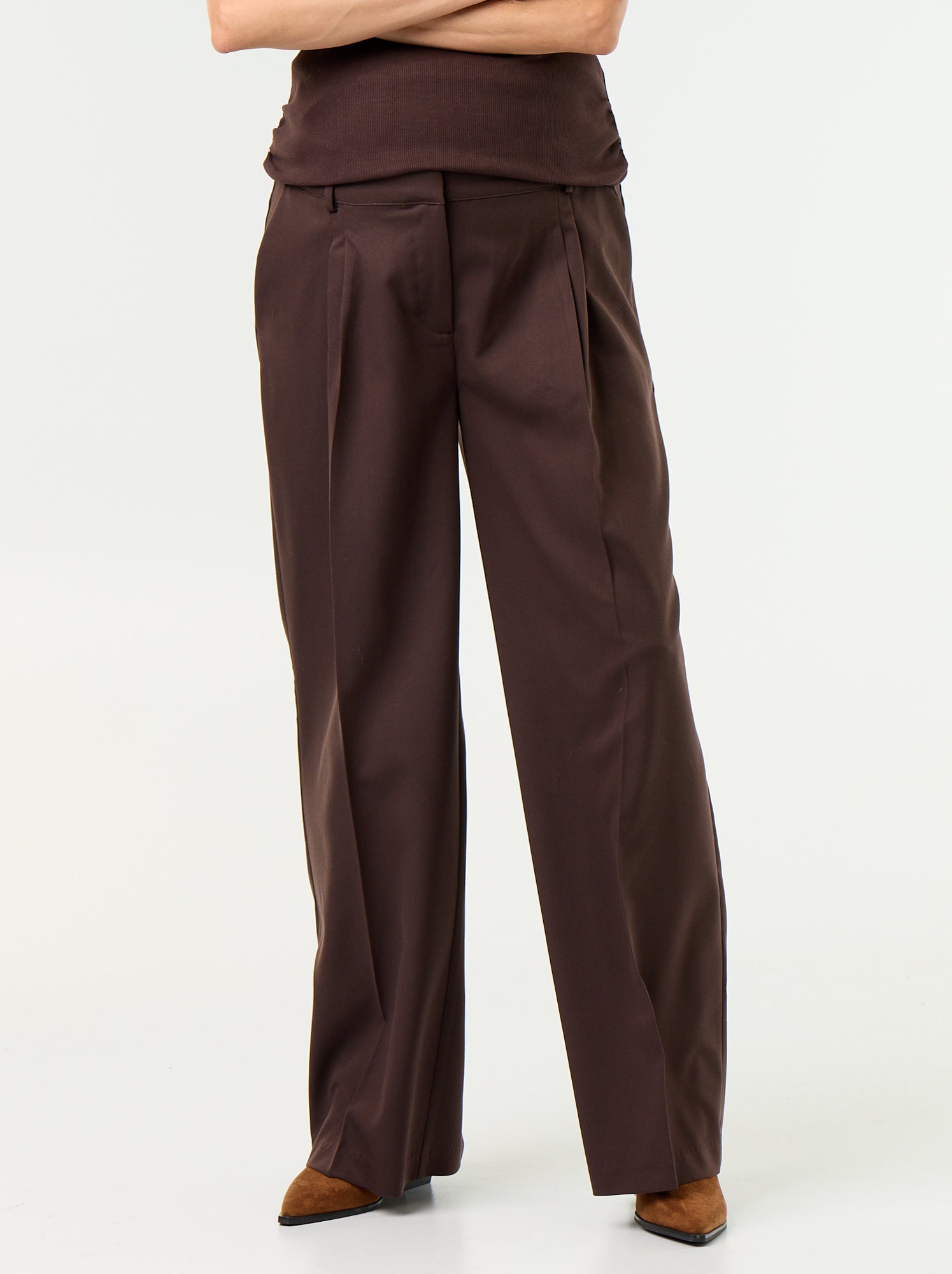 Pantalon de maternité à pinces - Marron