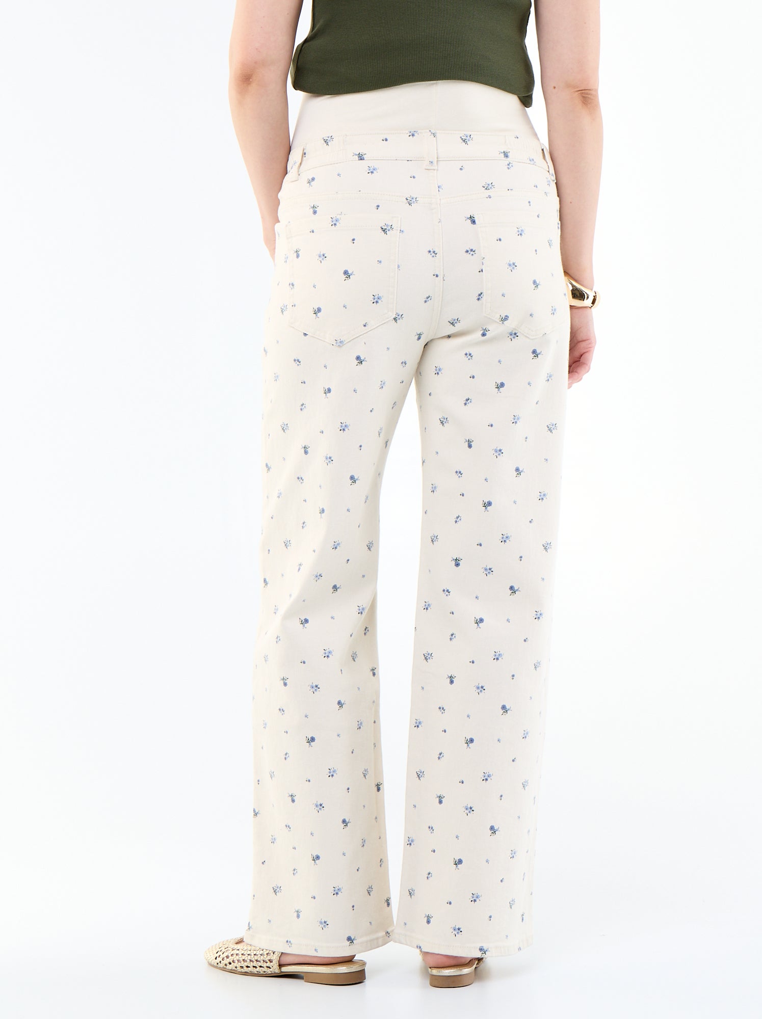 Pantalon de maternité en denim coupe wide leg - Blanc