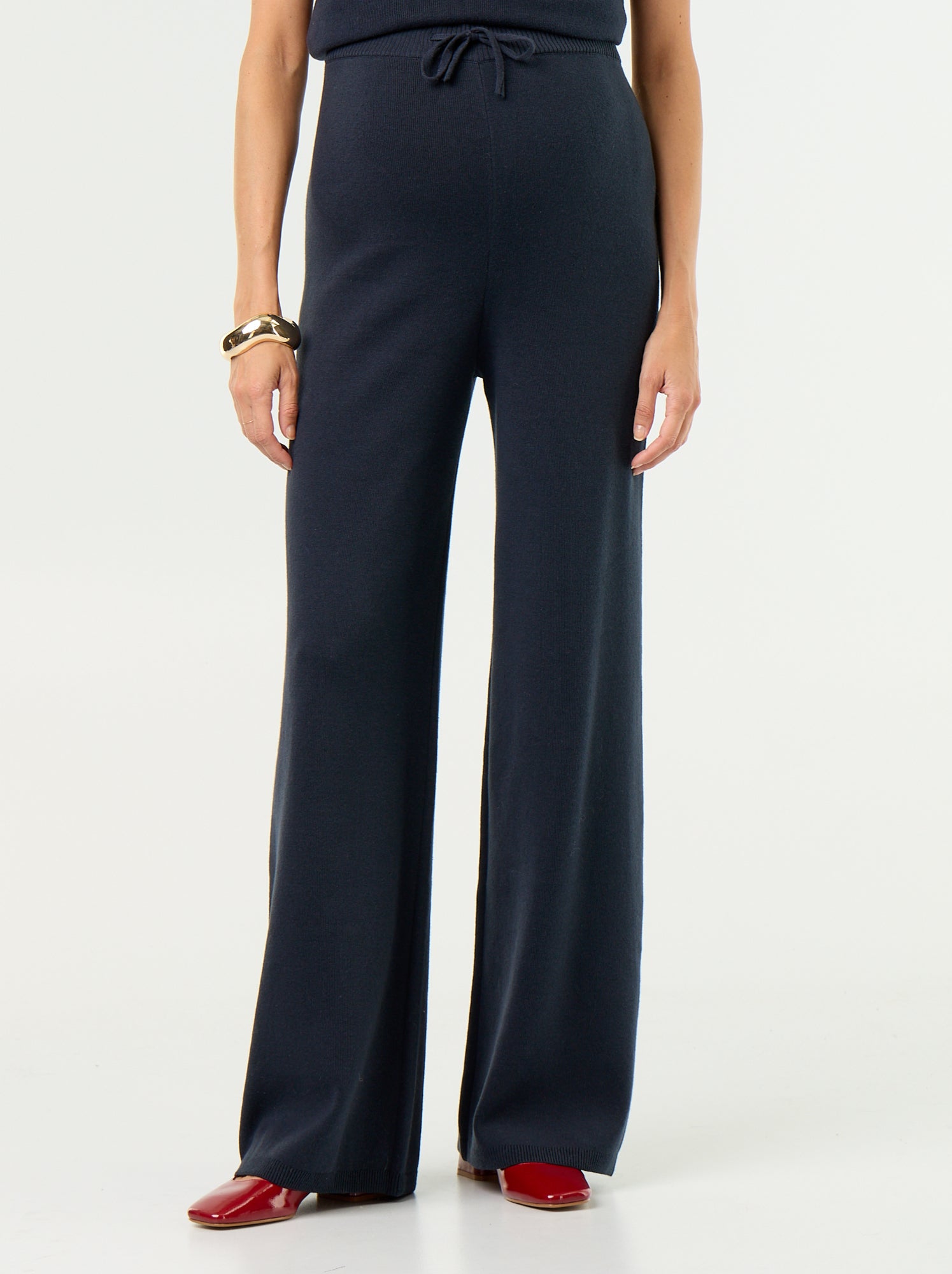 Pantalon de maternité large en maille - Bleu