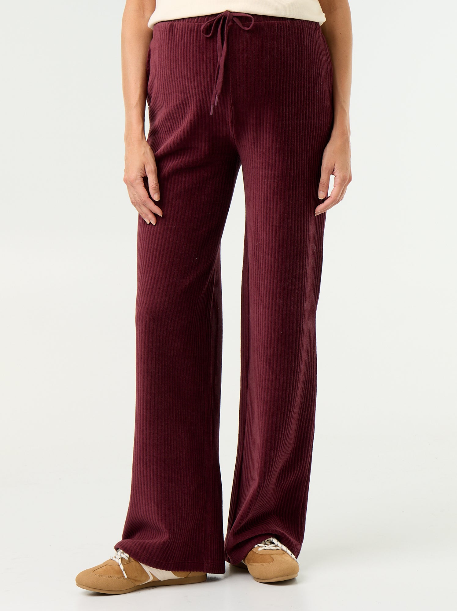 Pantalon de maternité large en velours côtelé - Bordeaux