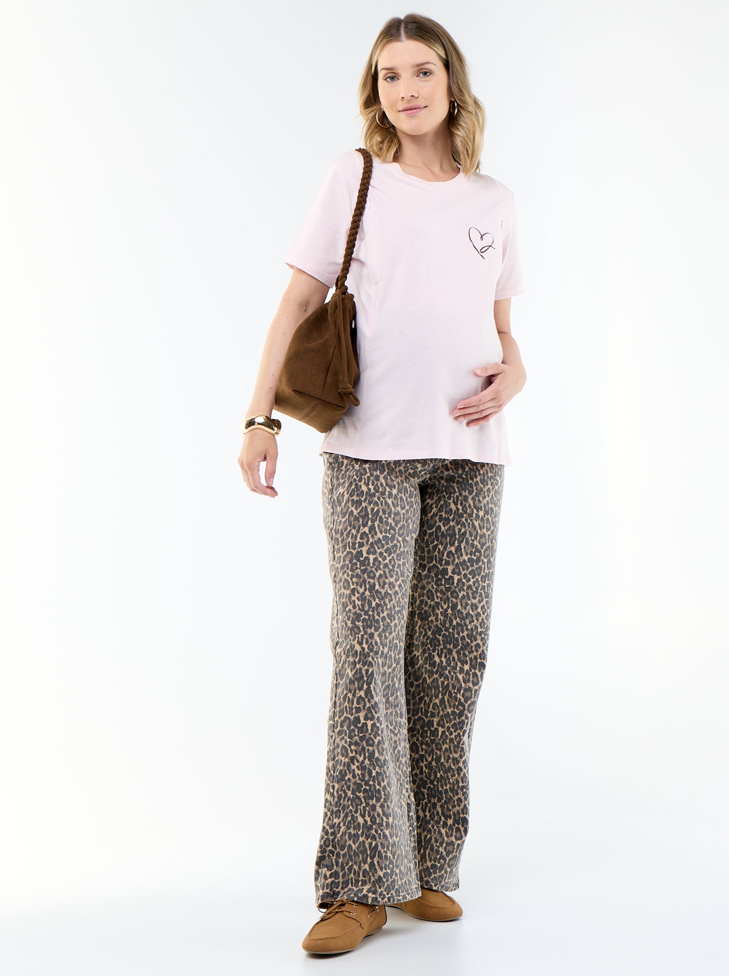 Pantalon de maternité wide leg - Beige (ETX66_10)