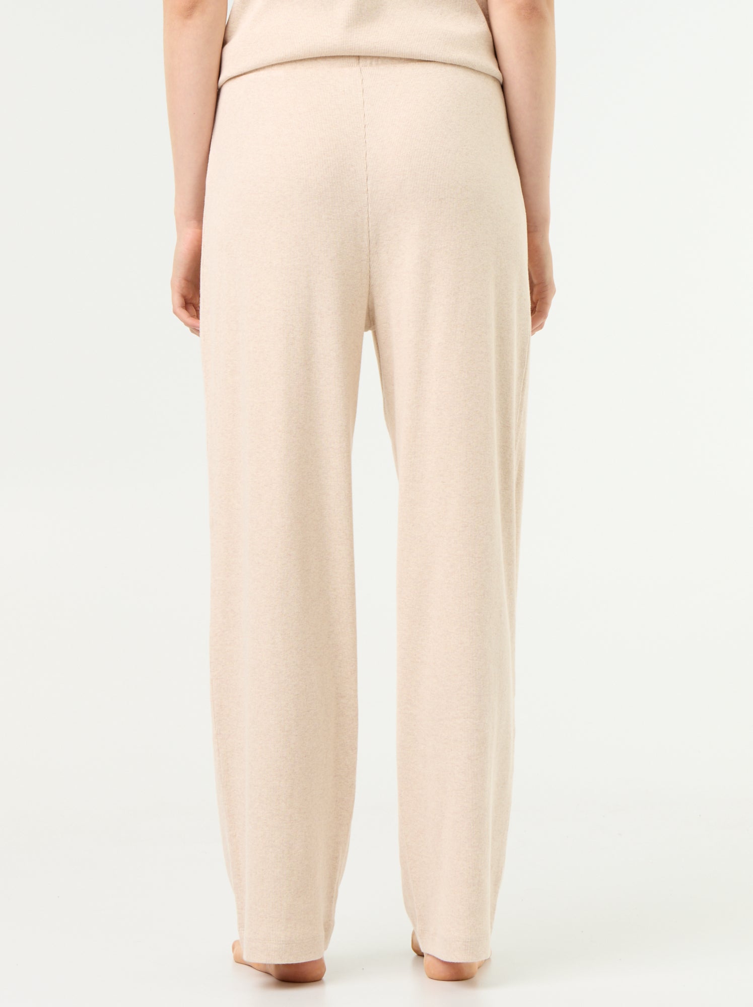 Pantalon de pyjama en maille côtelée - Beige