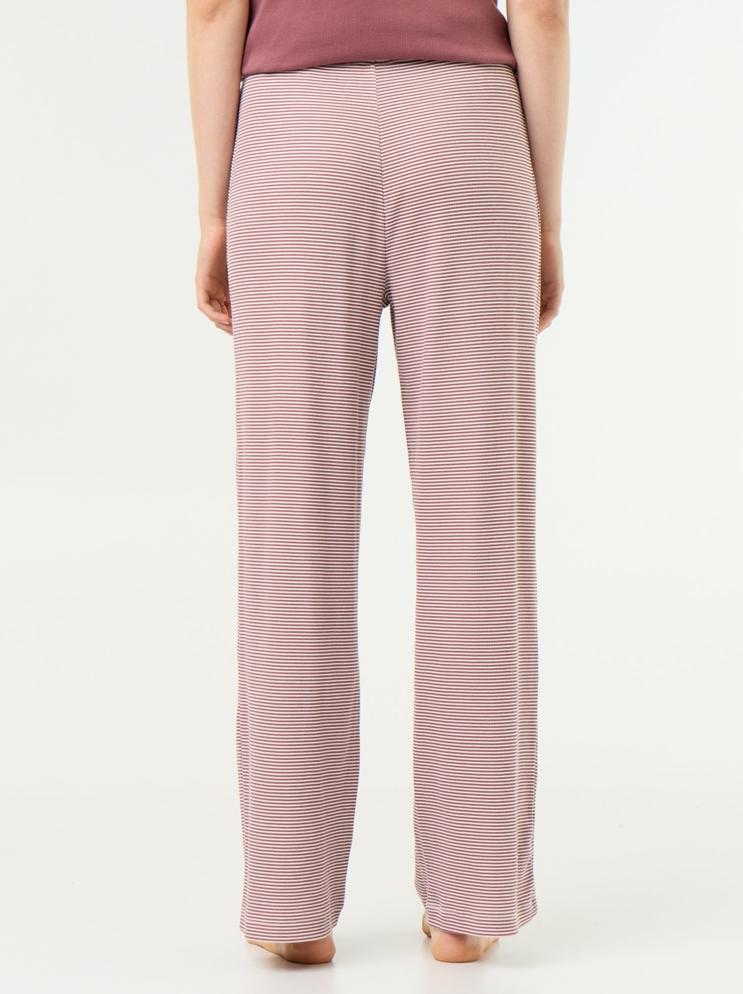 Pantalon de pyjama en maille côtelée - Marron clair