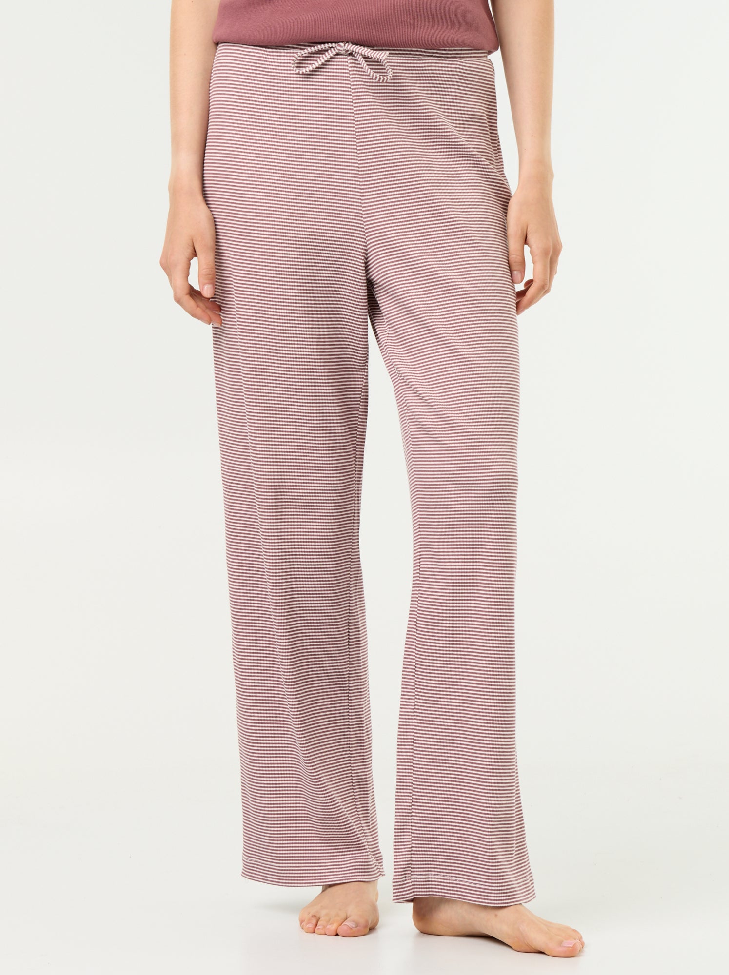 Pantalon de pyjama en maille côtelée - Marron clair