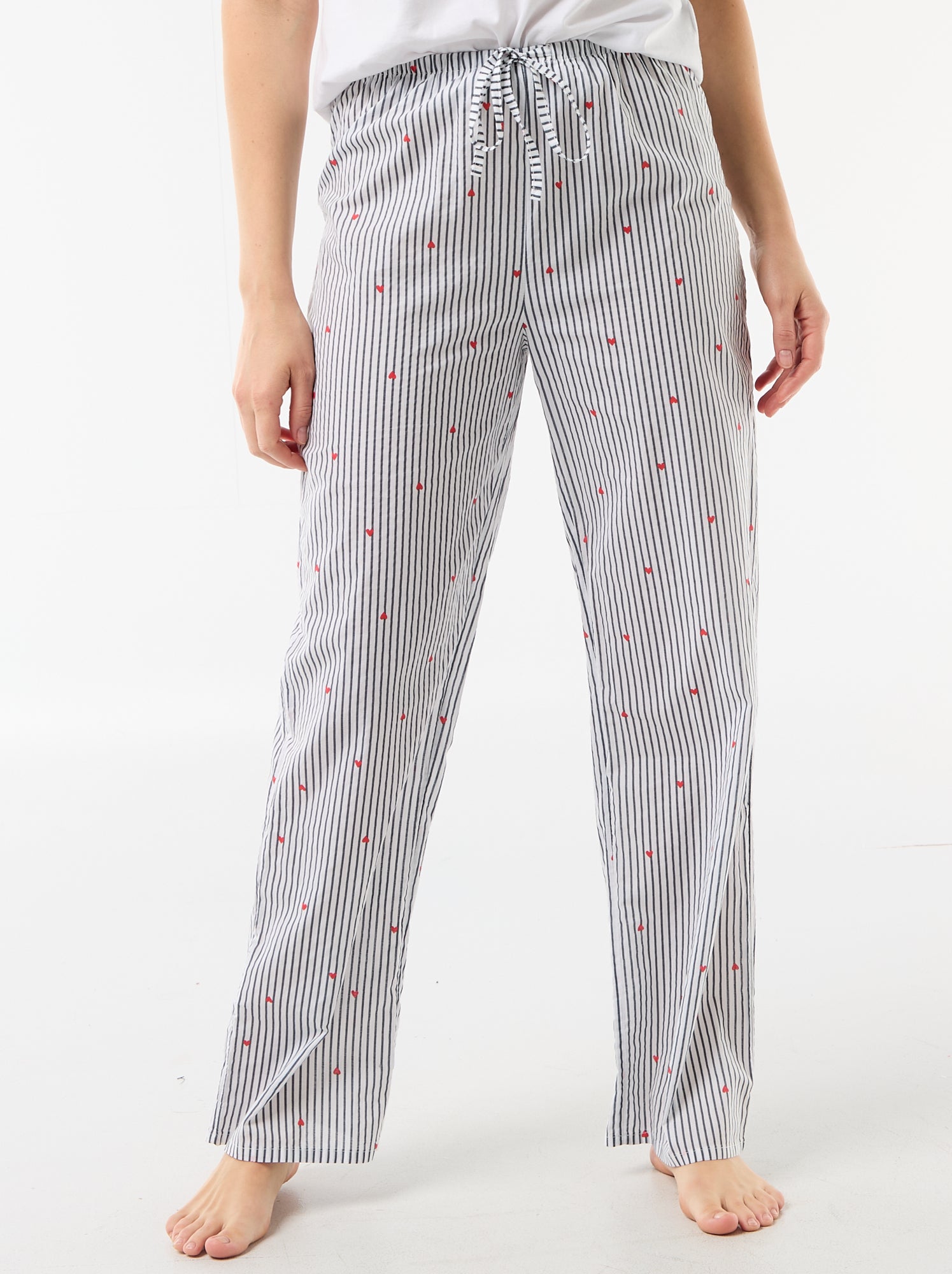 Pantalon de pyjama en voile de coton imprimé - Bleu (FOT24_1)