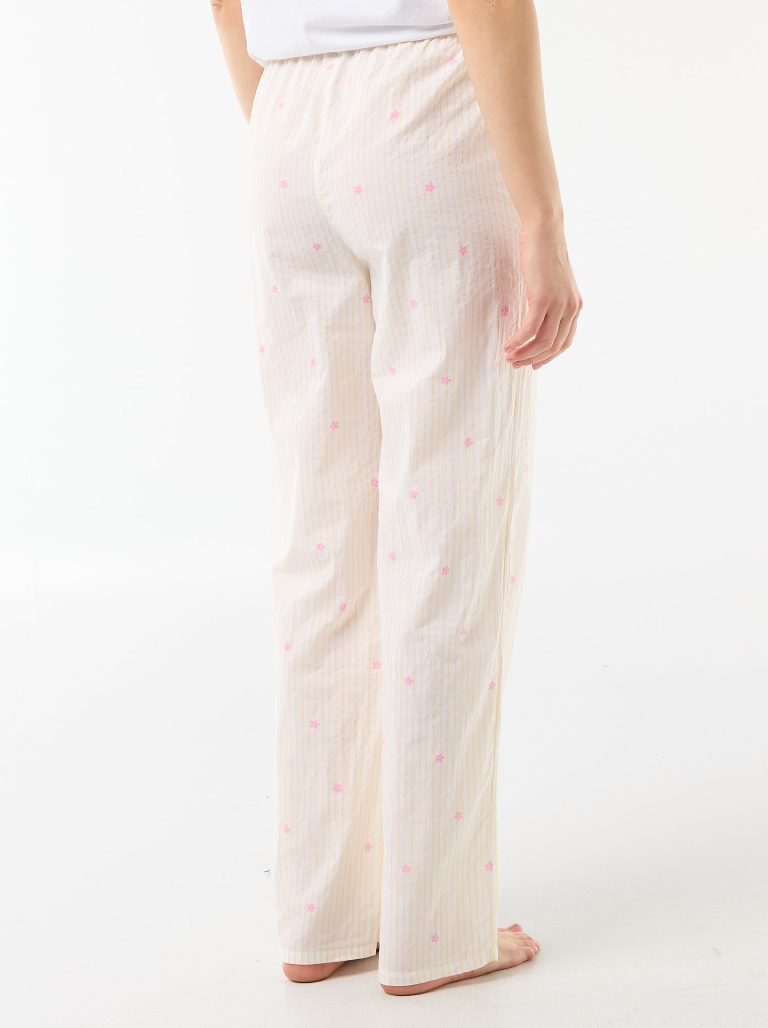 Pantalon de pyjama en voile de coton imprimé - Jaune