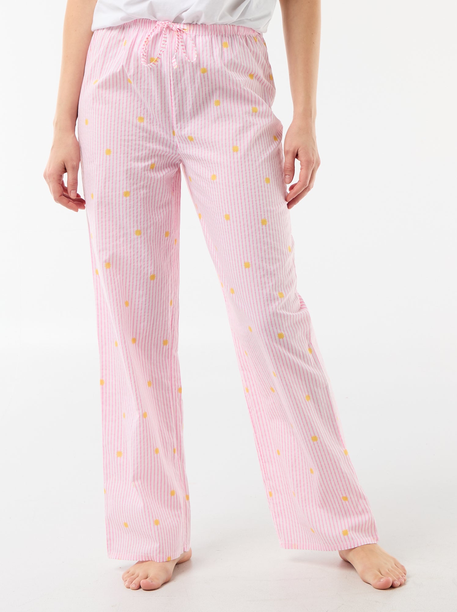 Pantalon de pyjama en voile de coton imprimé - Orange