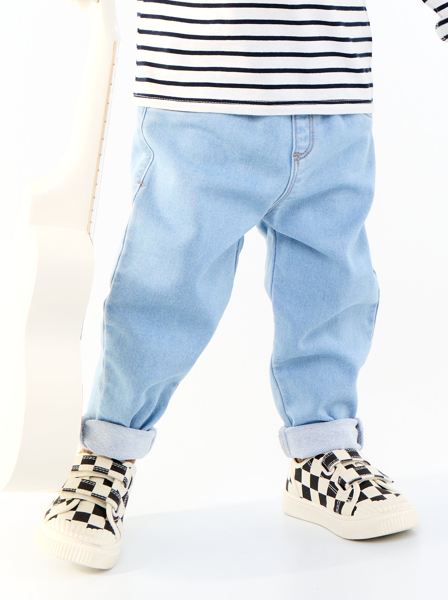 Pantalon denim avec revers à la base - Bleu