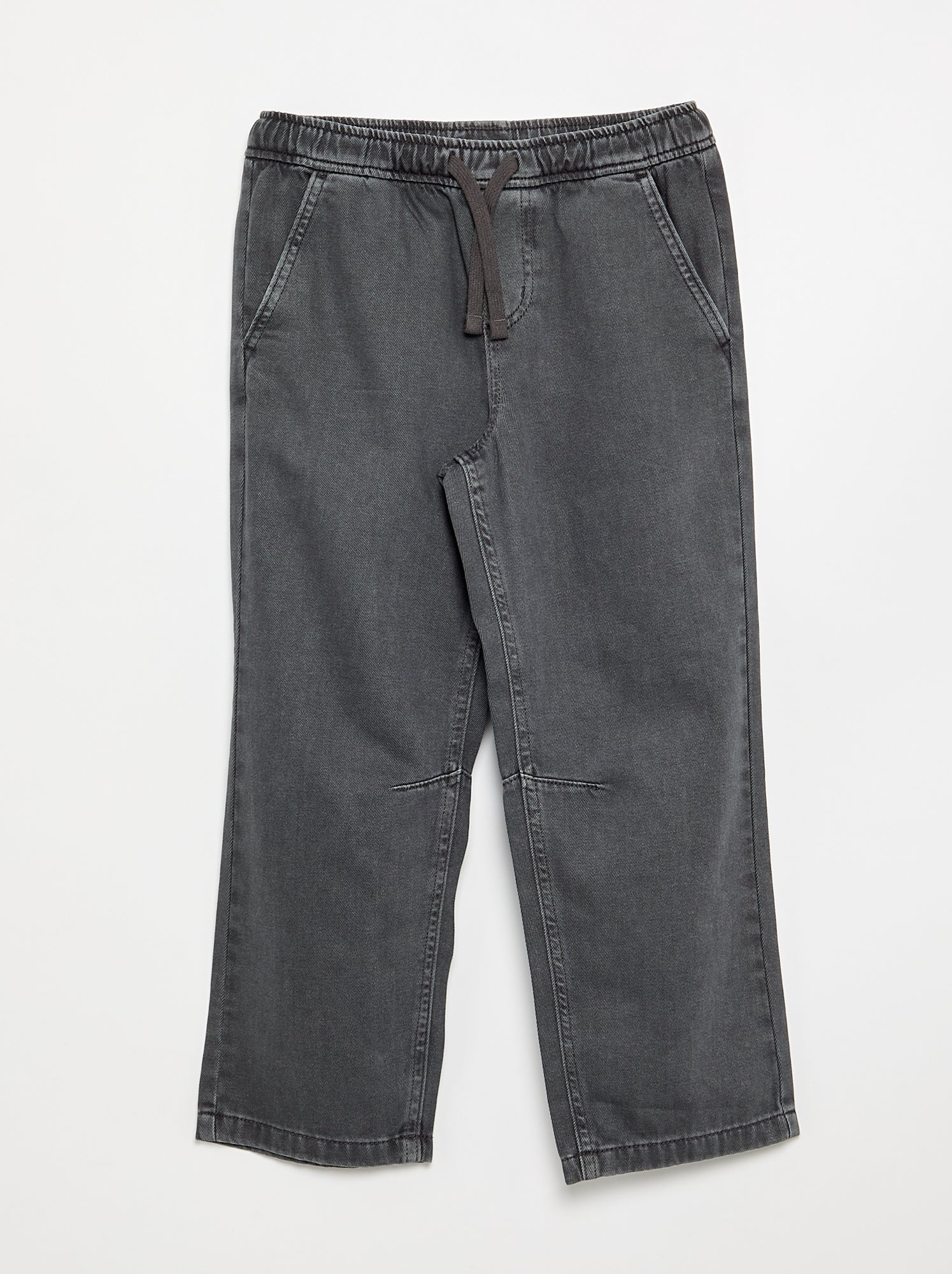 Pantalon denim avec taille élastiquée - coupe confortable - Gris
