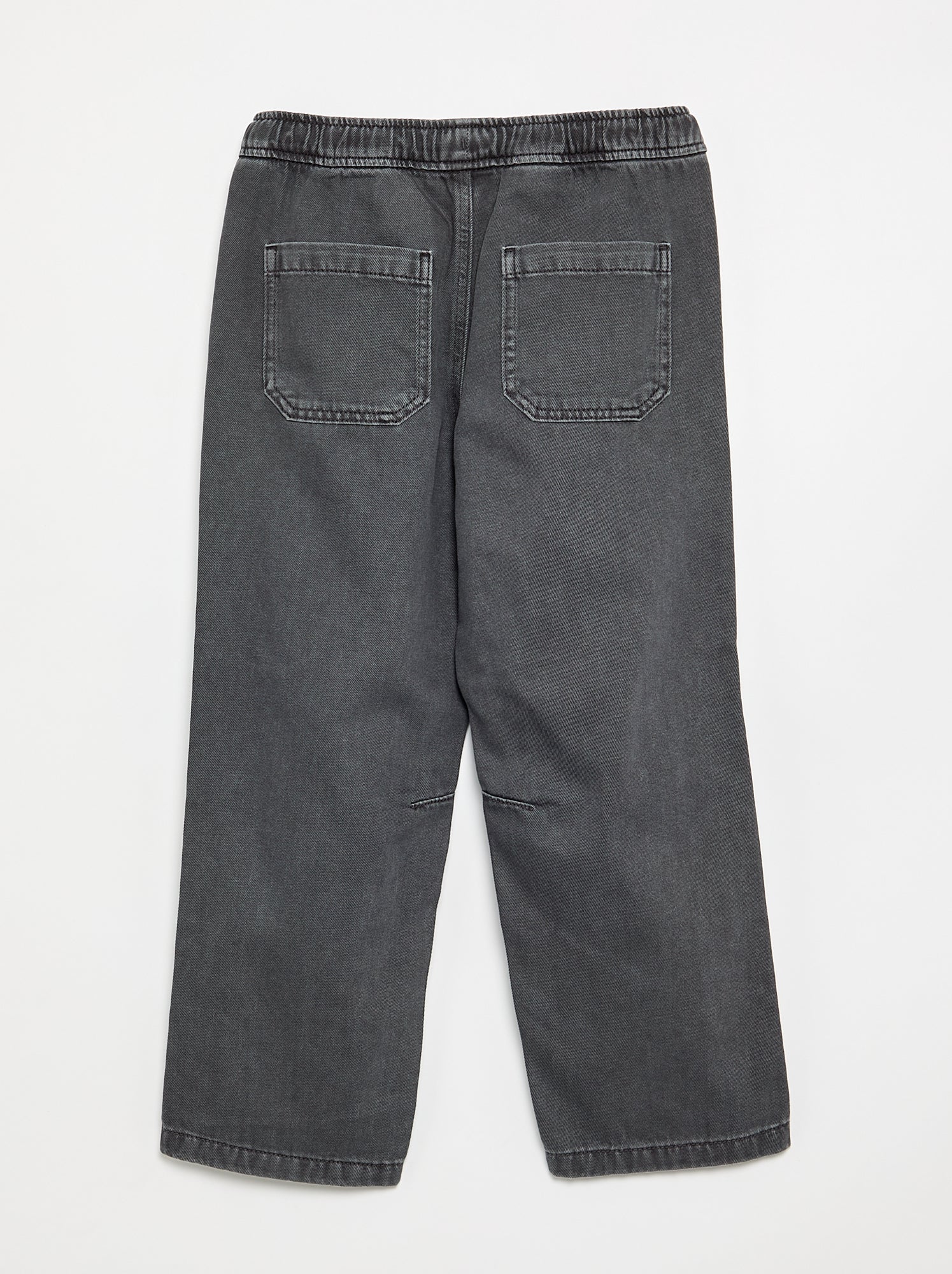 Pantalon denim avec taille élastiquée - coupe confortable - Gris