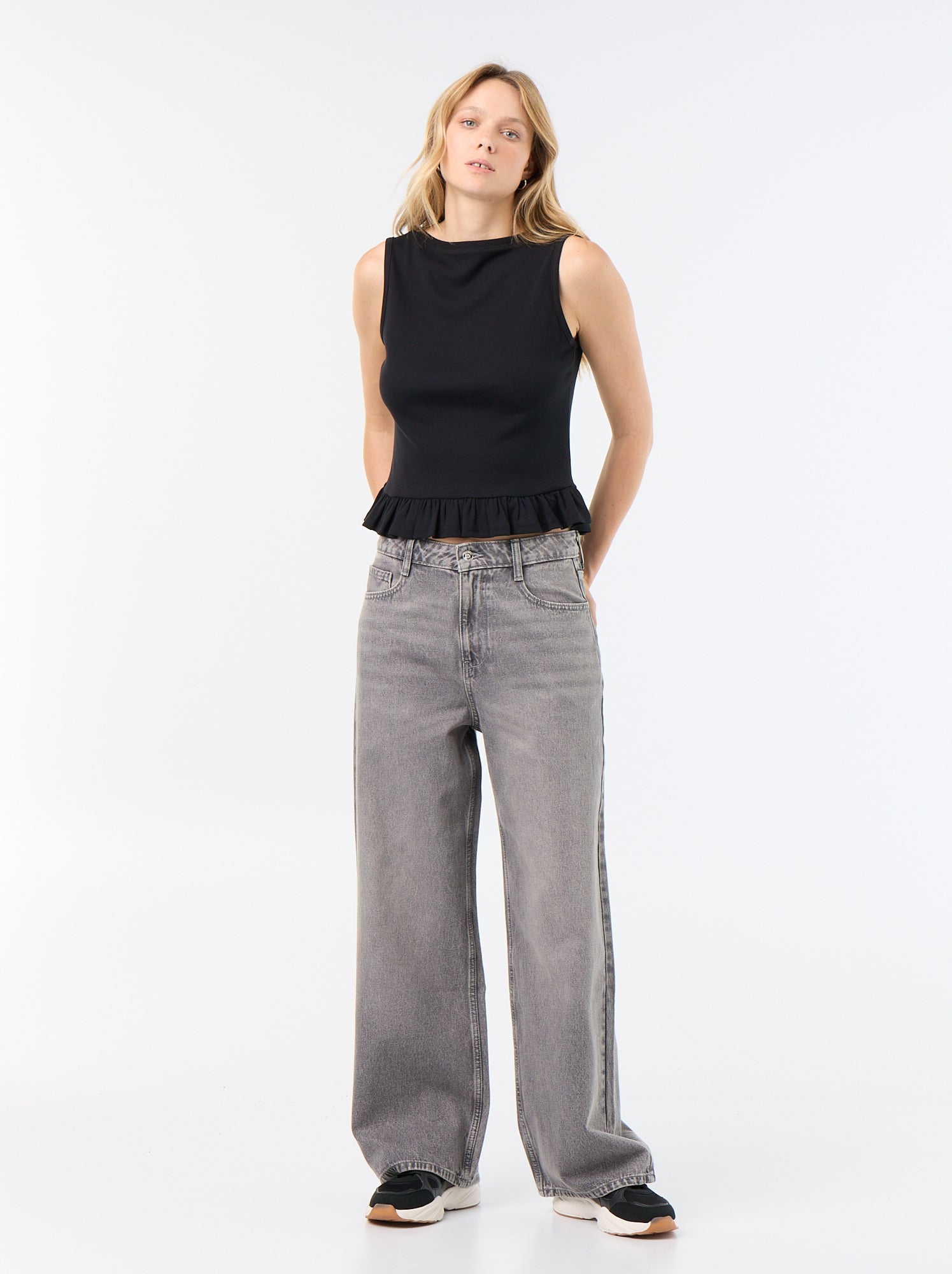 Pantalon denim baggy - Gris