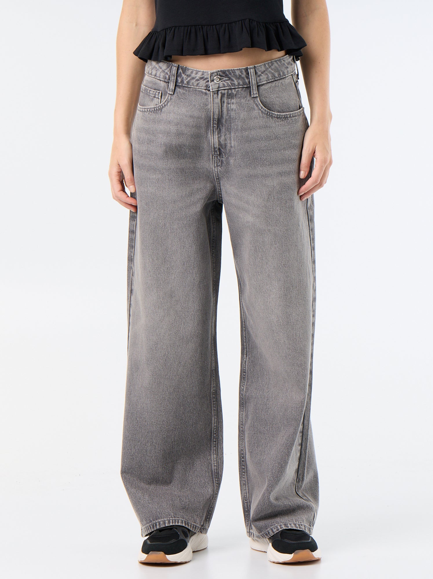 Pantalon denim baggy - Gris