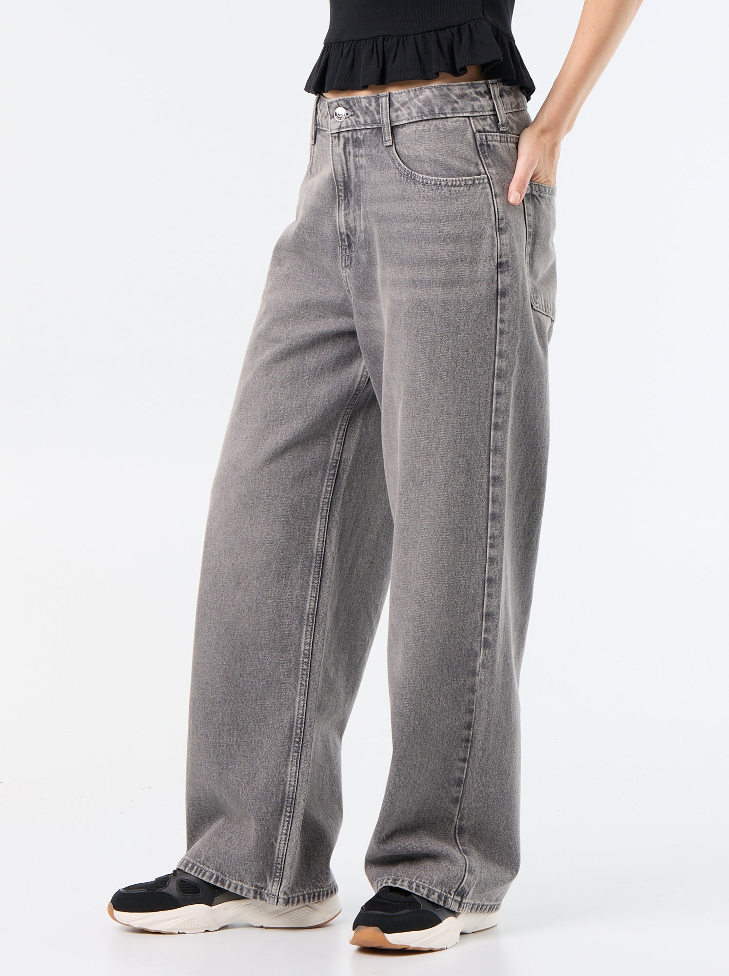 Pantalon denim baggy - Gris