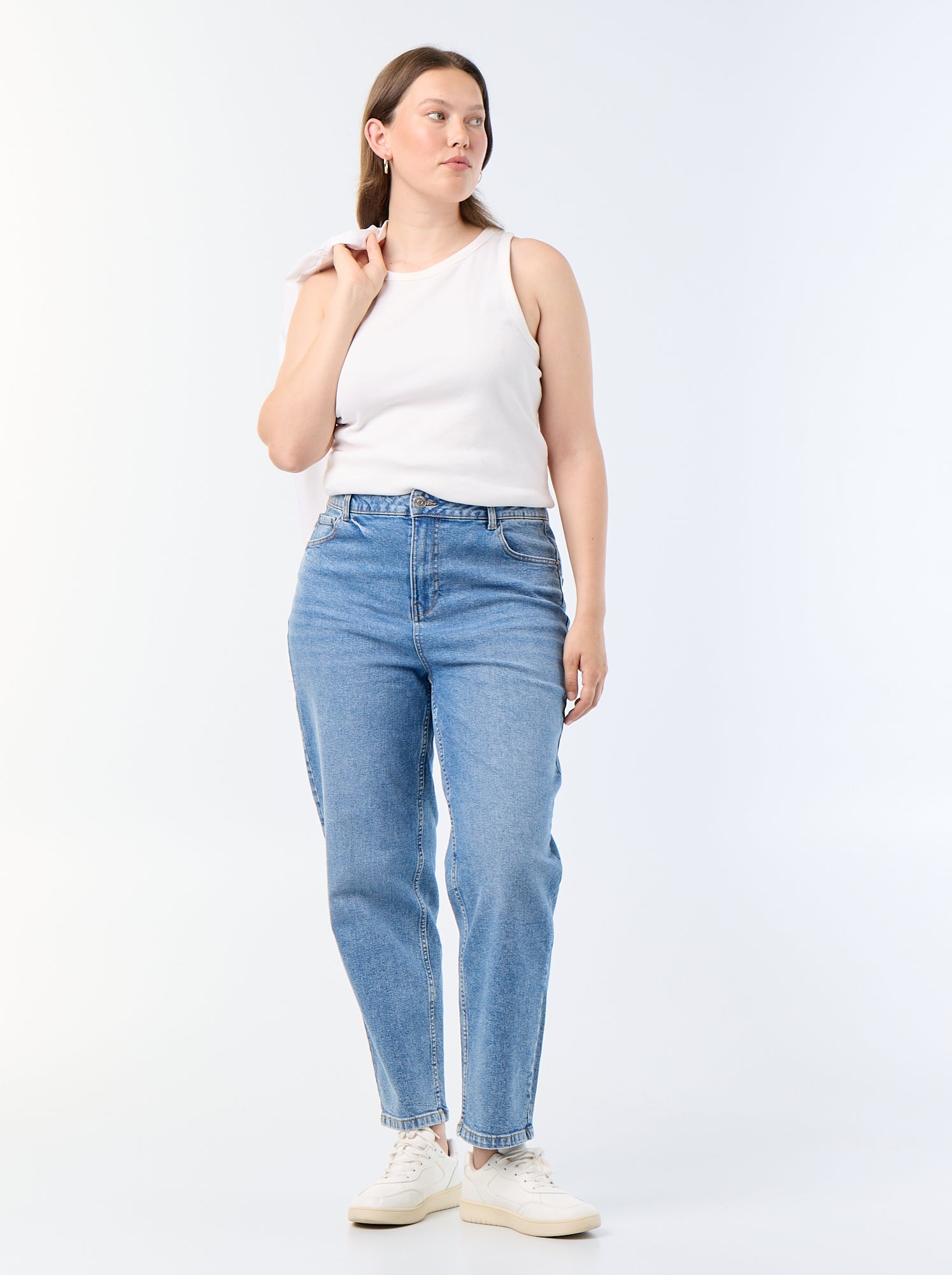Pantalon denim coupe straight - Bleu (FXG72_1)