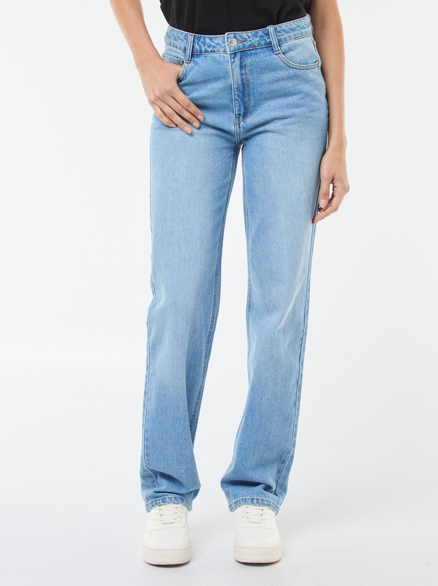 Pantalon denim regular en coton - L34 - Bleu (EPX38_1)