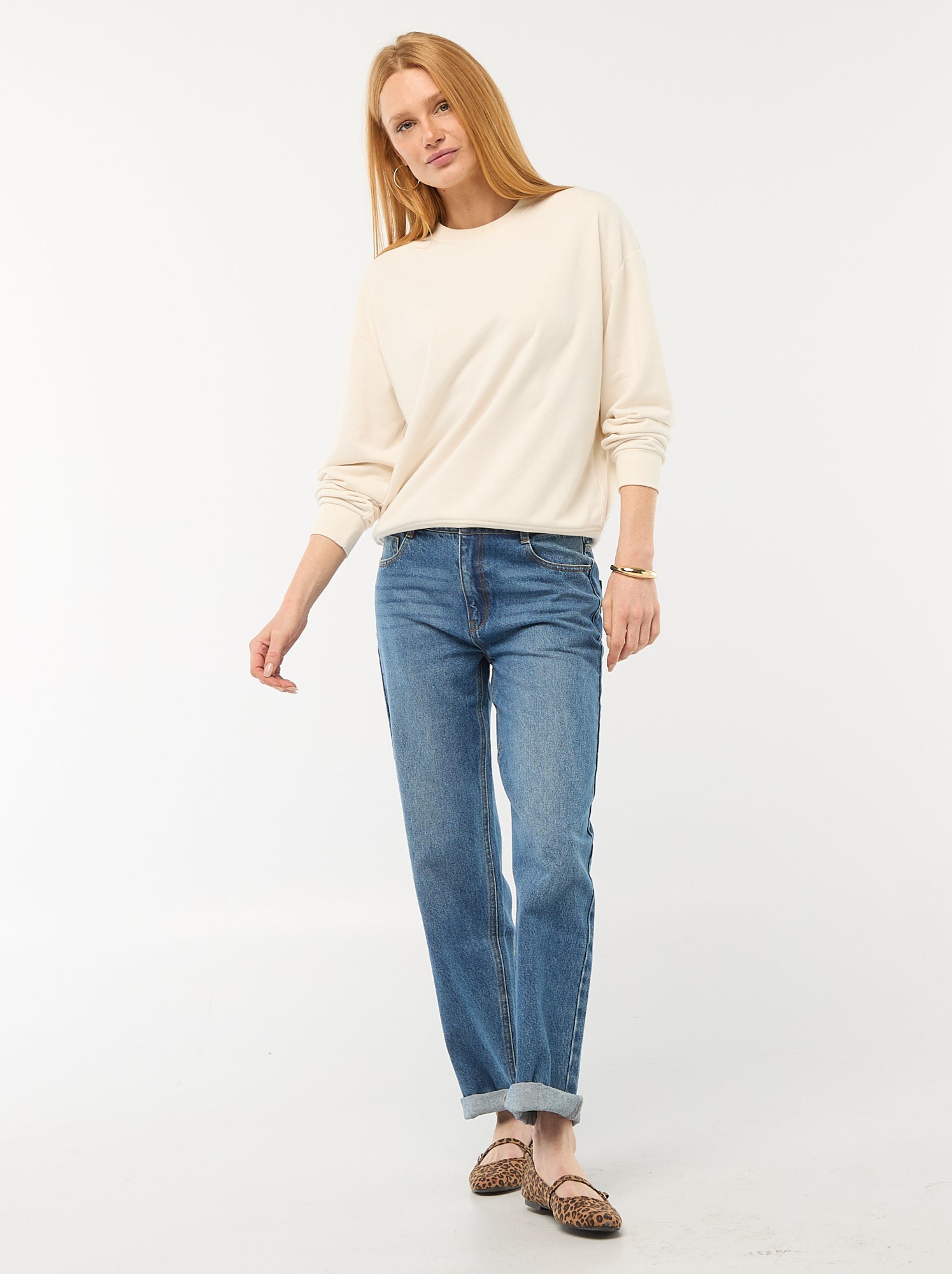 Pantalon denim regular en coton - L34 - Bleu (EPX38_3)