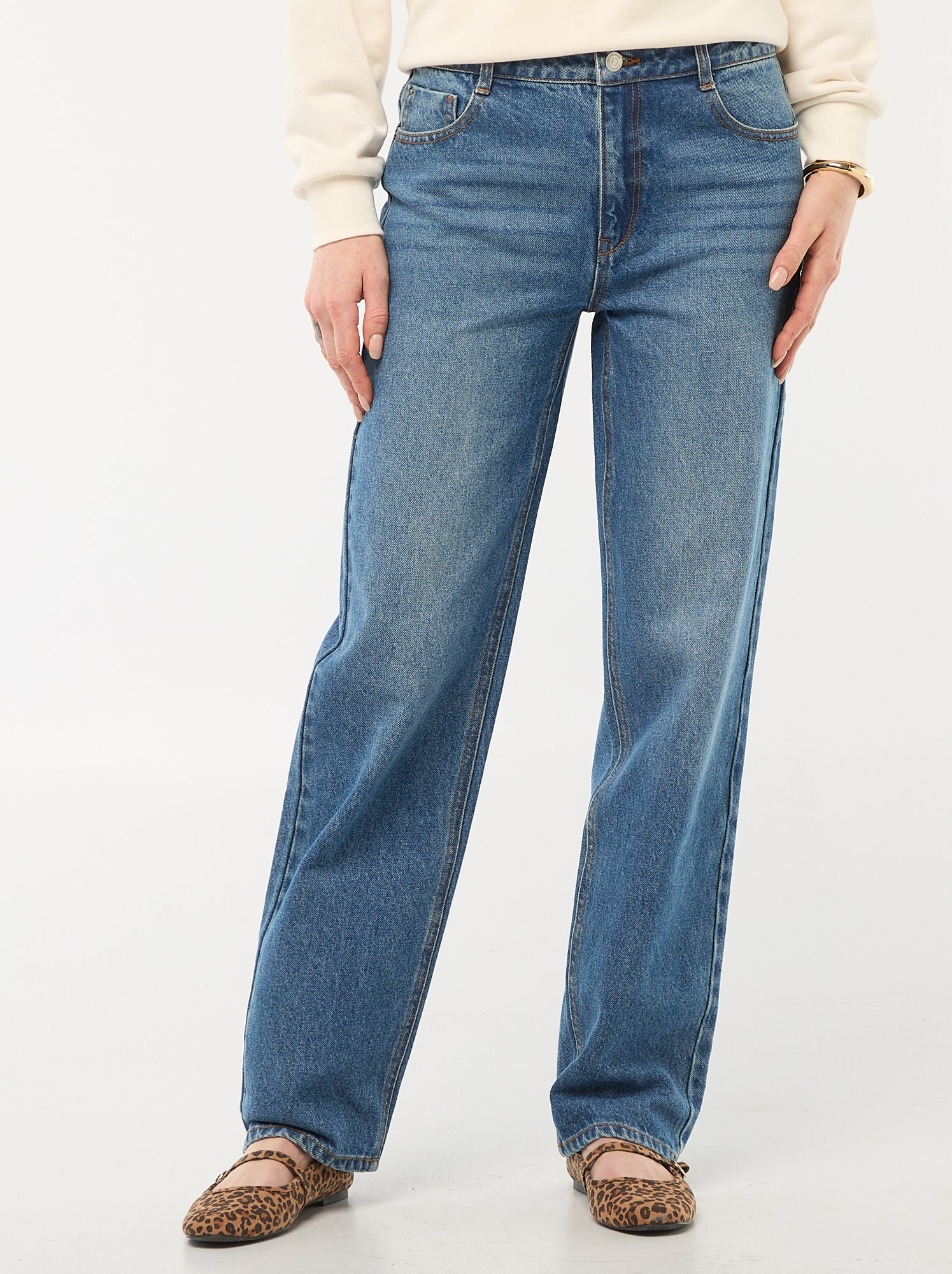 Pantalon denim regular en coton - L34 - Bleu (EPX38_3)