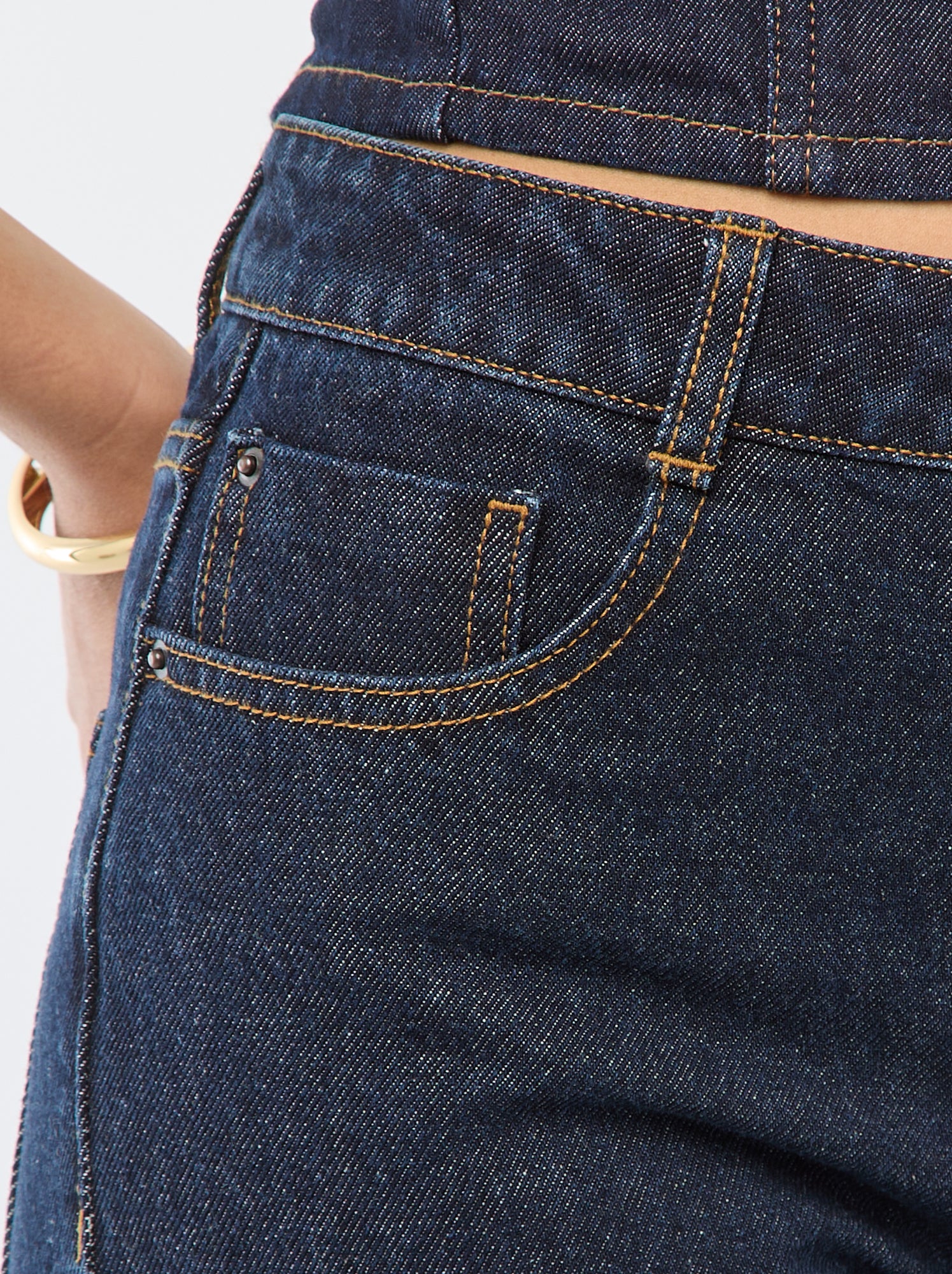 Pantalon denim regular en coton - L34 - Bleu foncé