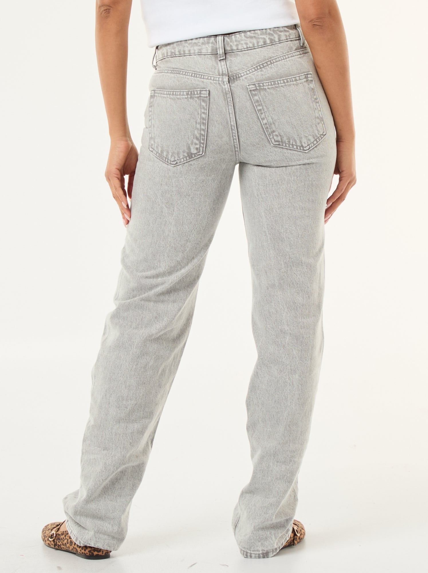 Pantalon denim regular en coton - L34 - Gris