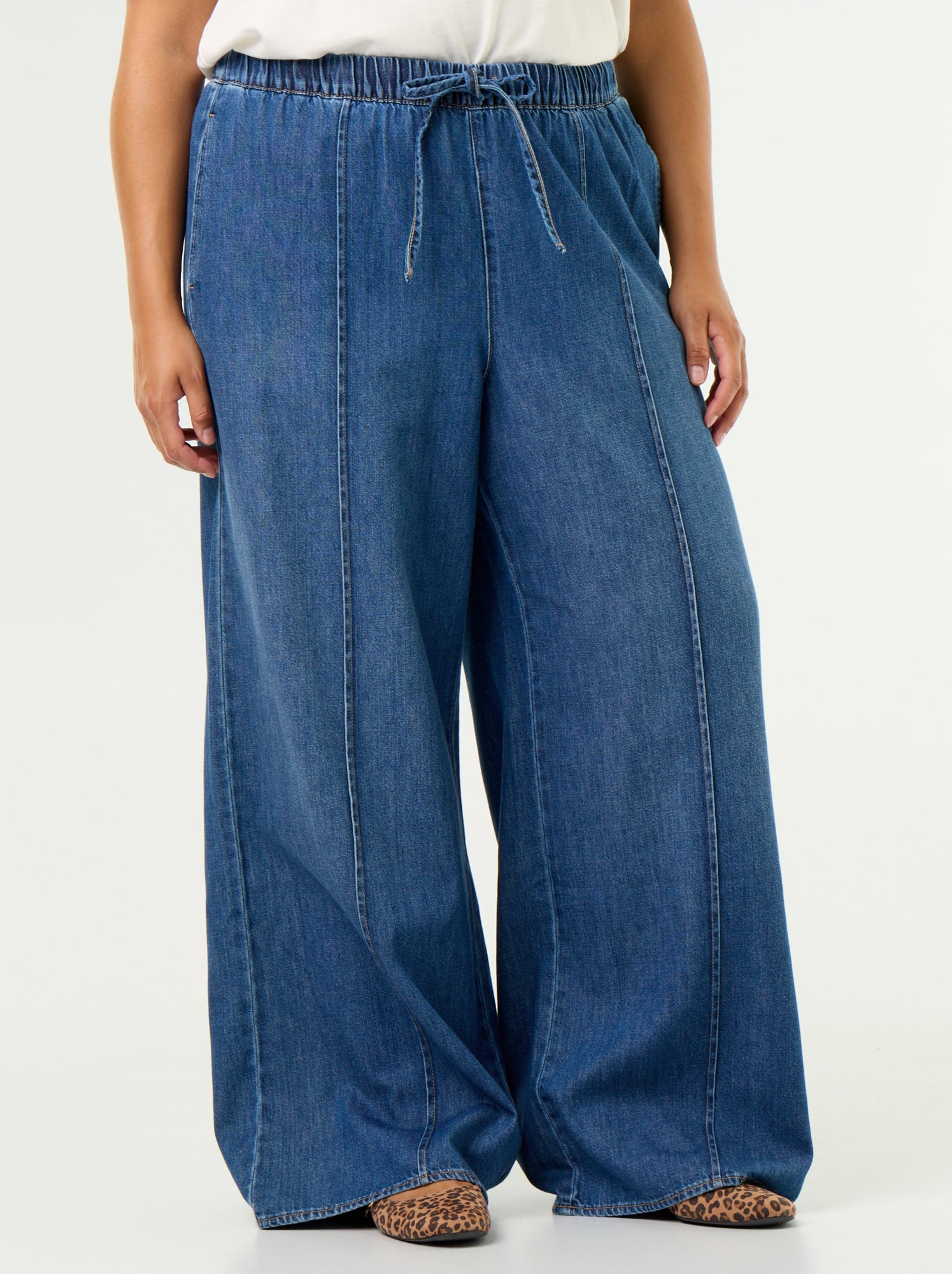 Pantalon denim wide leg - Bleu (GJL25_1)