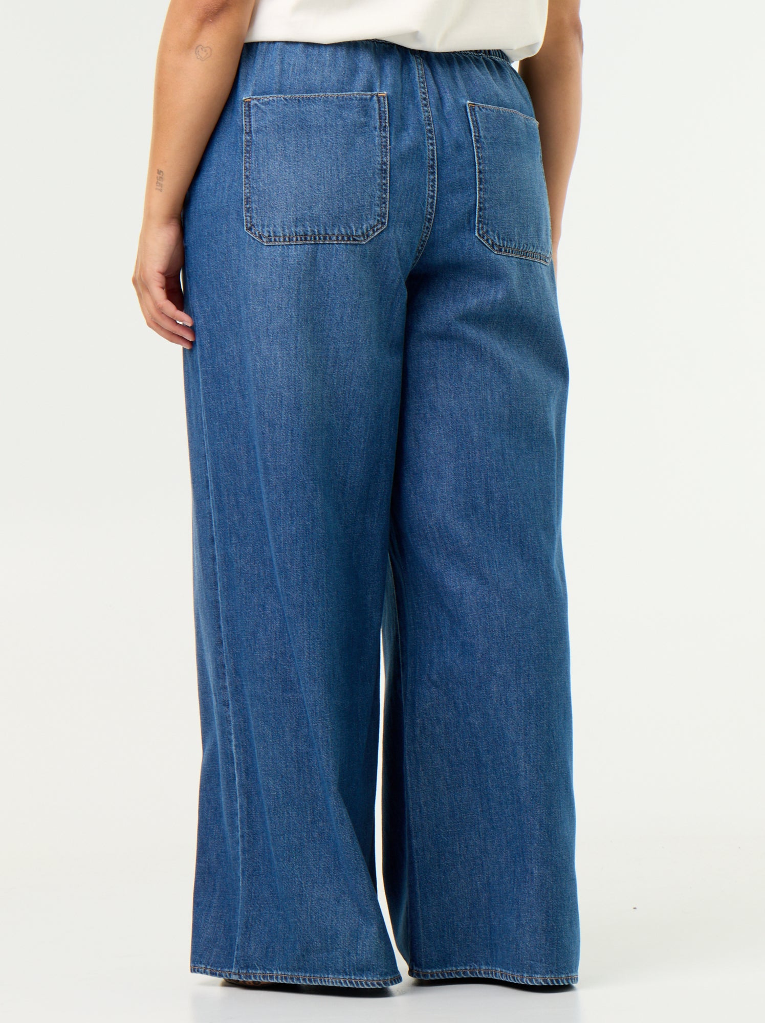 Pantalon denim wide leg - Bleu (GJL25_1)