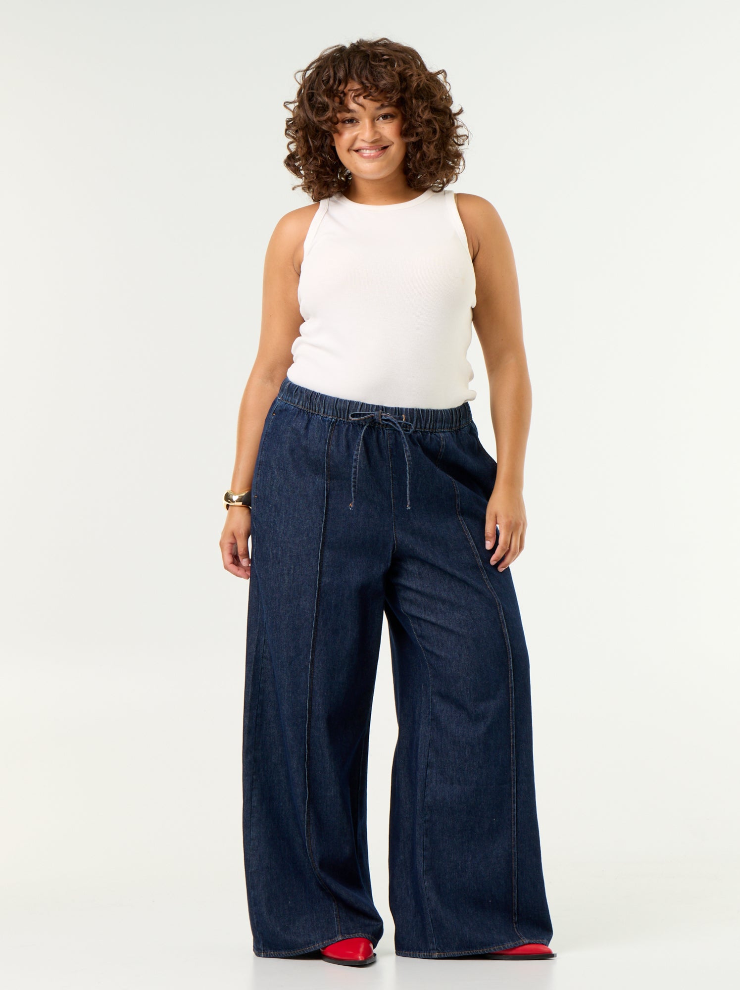 Pantalon denim wide leg - Bleu (GJL25_2)
