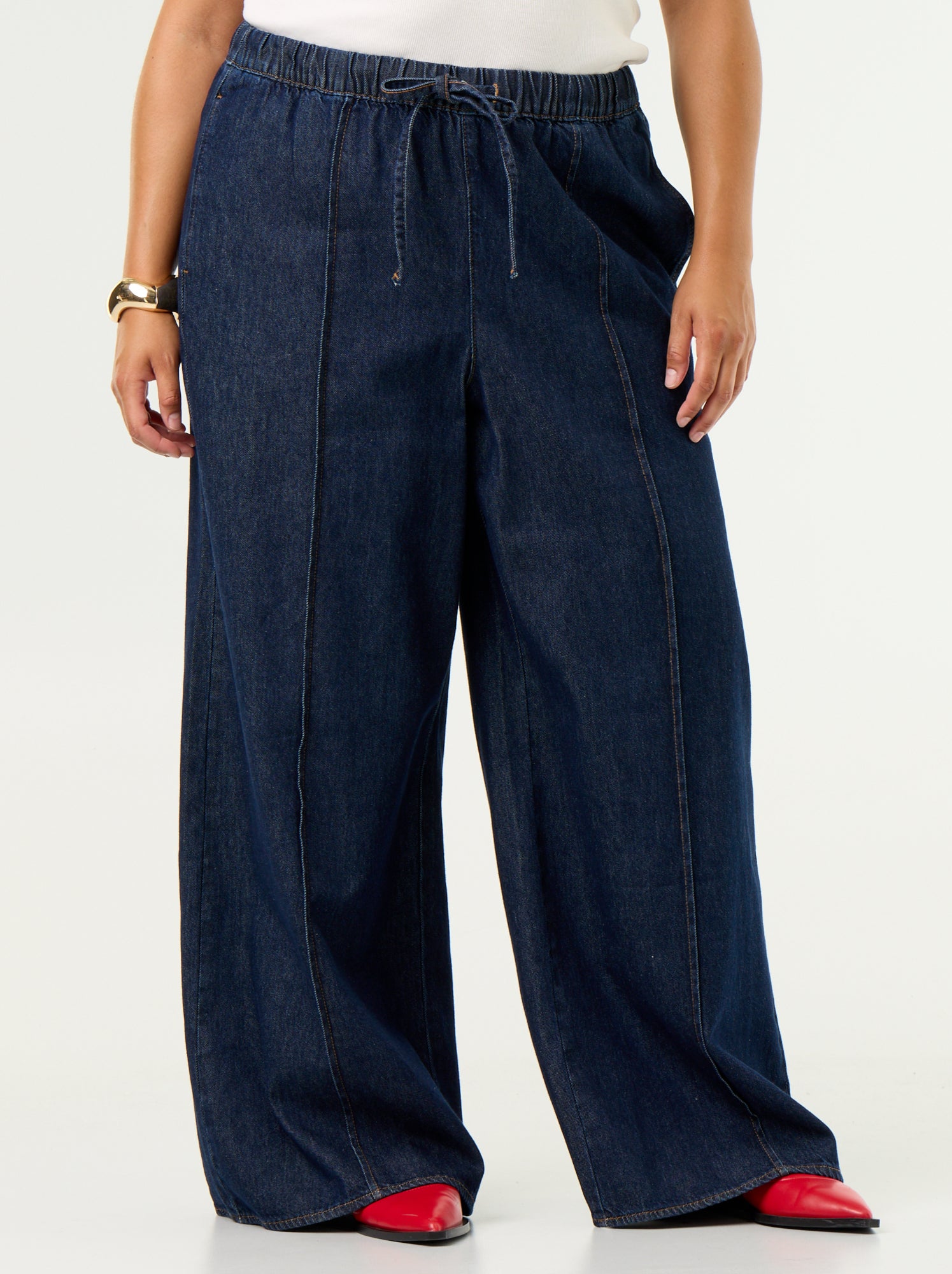 Pantalon denim wide leg - Bleu (GJL25_2)