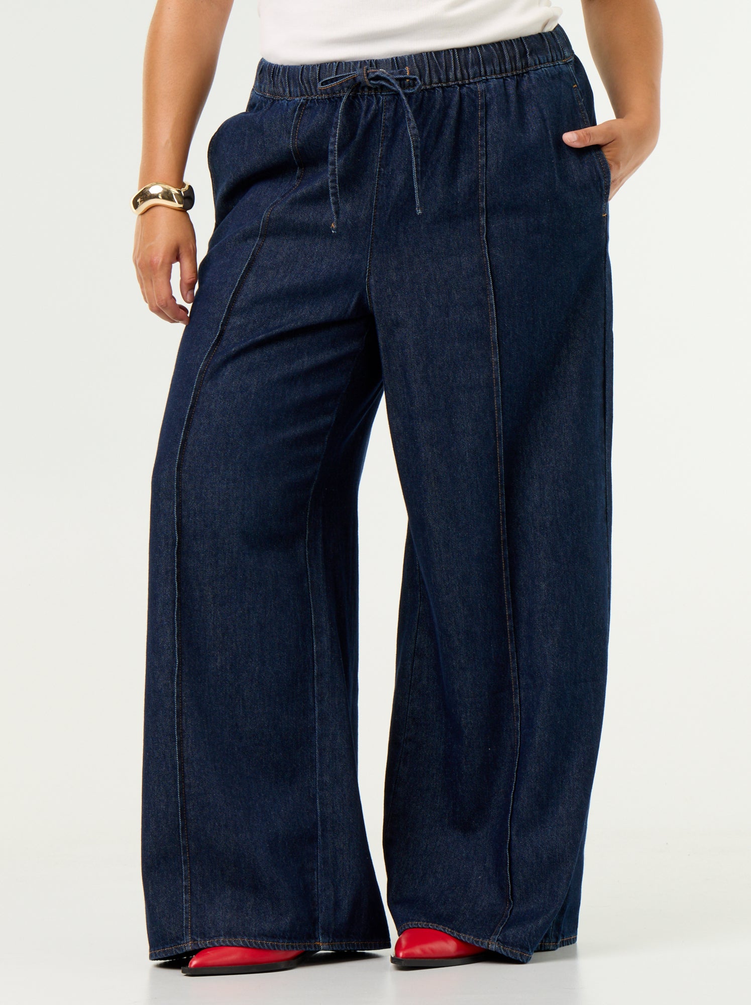 Pantalon denim wide leg - Bleu (GJL25_2)