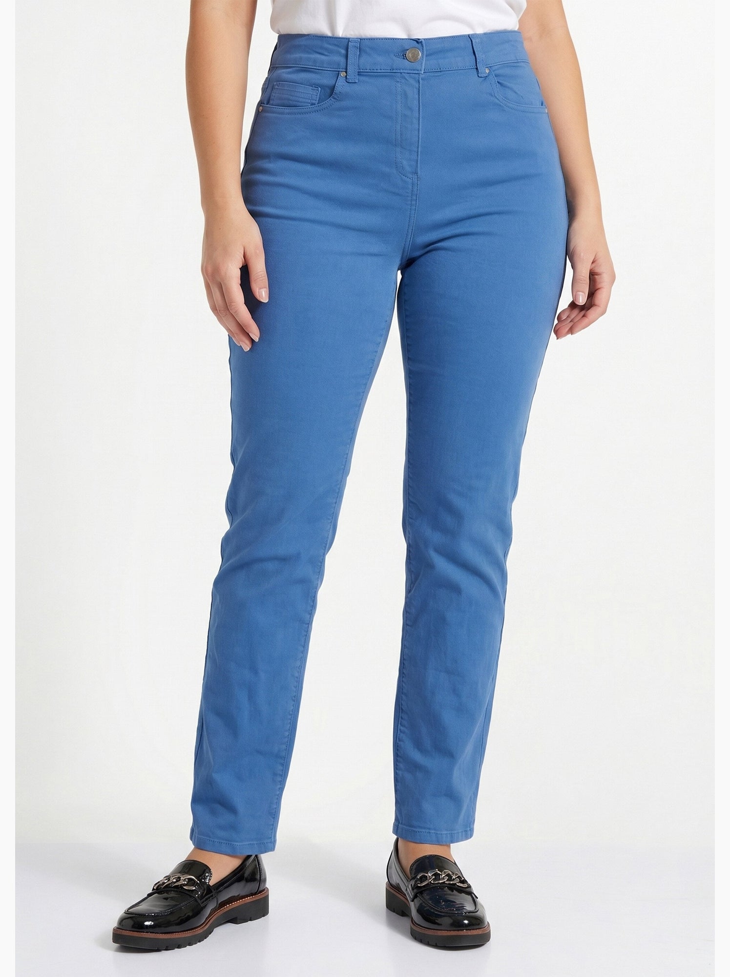 Pantalon droit 5 poches coton stretch - afibel - Bleu