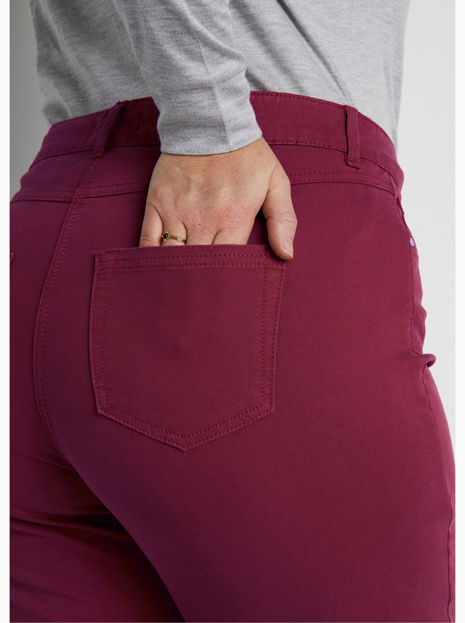 Pantalon droit 5 poches coton stretch - afibel - Bordeaux