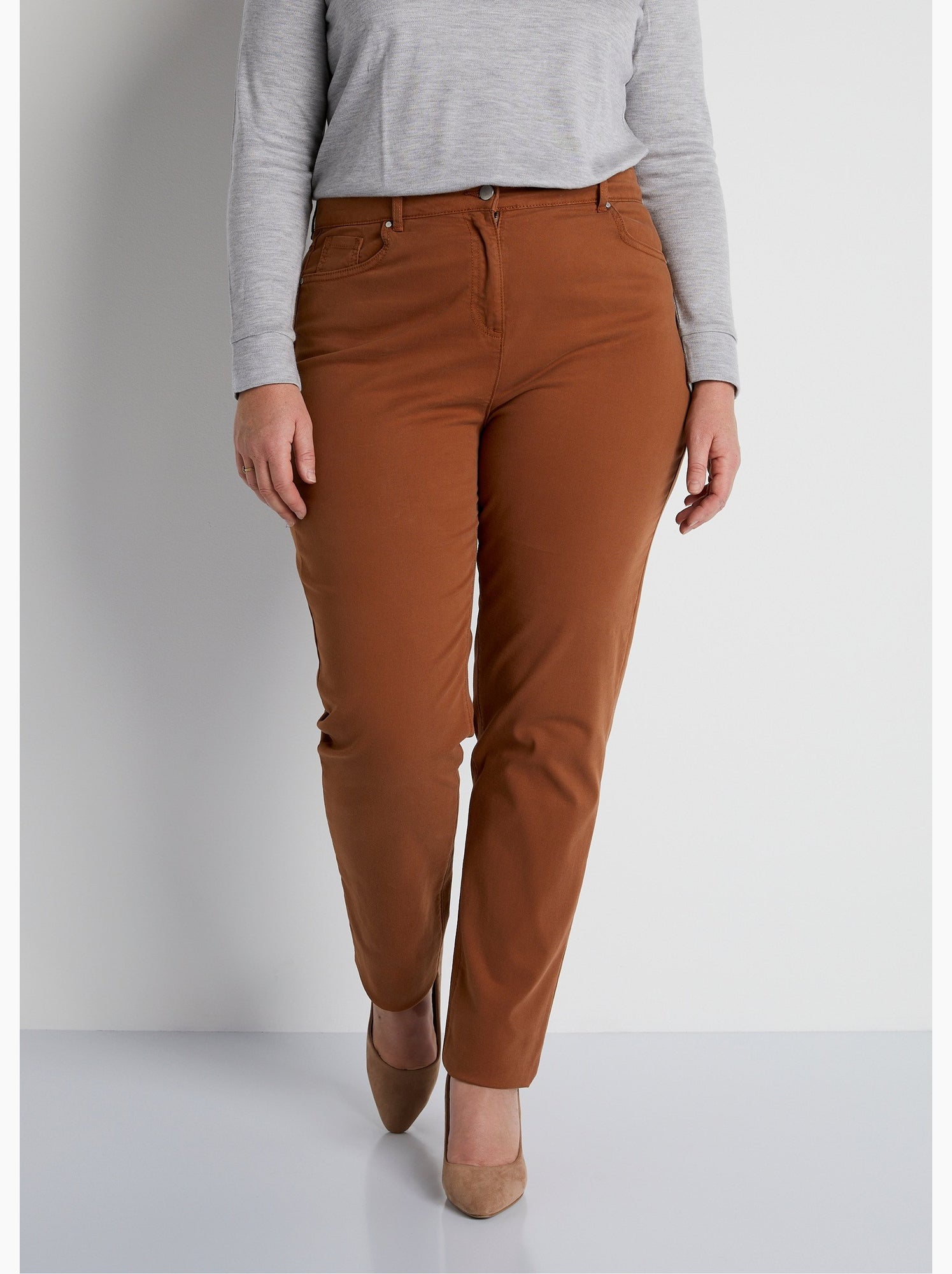 Pantalon droit 5 poches coton stretch - afibel - Ecru