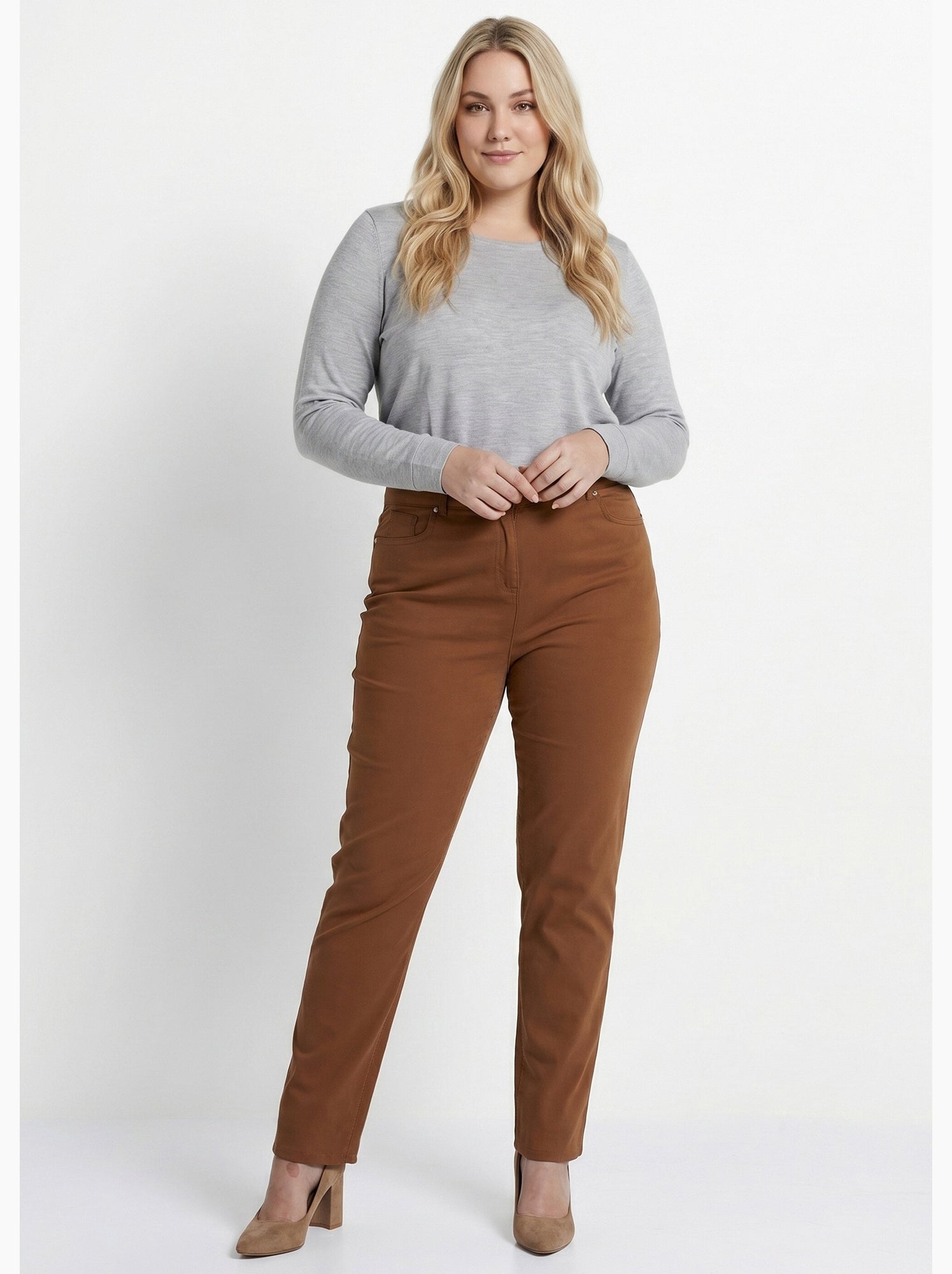 Pantalon droit 5 poches coton stretch - afibel - Ecru