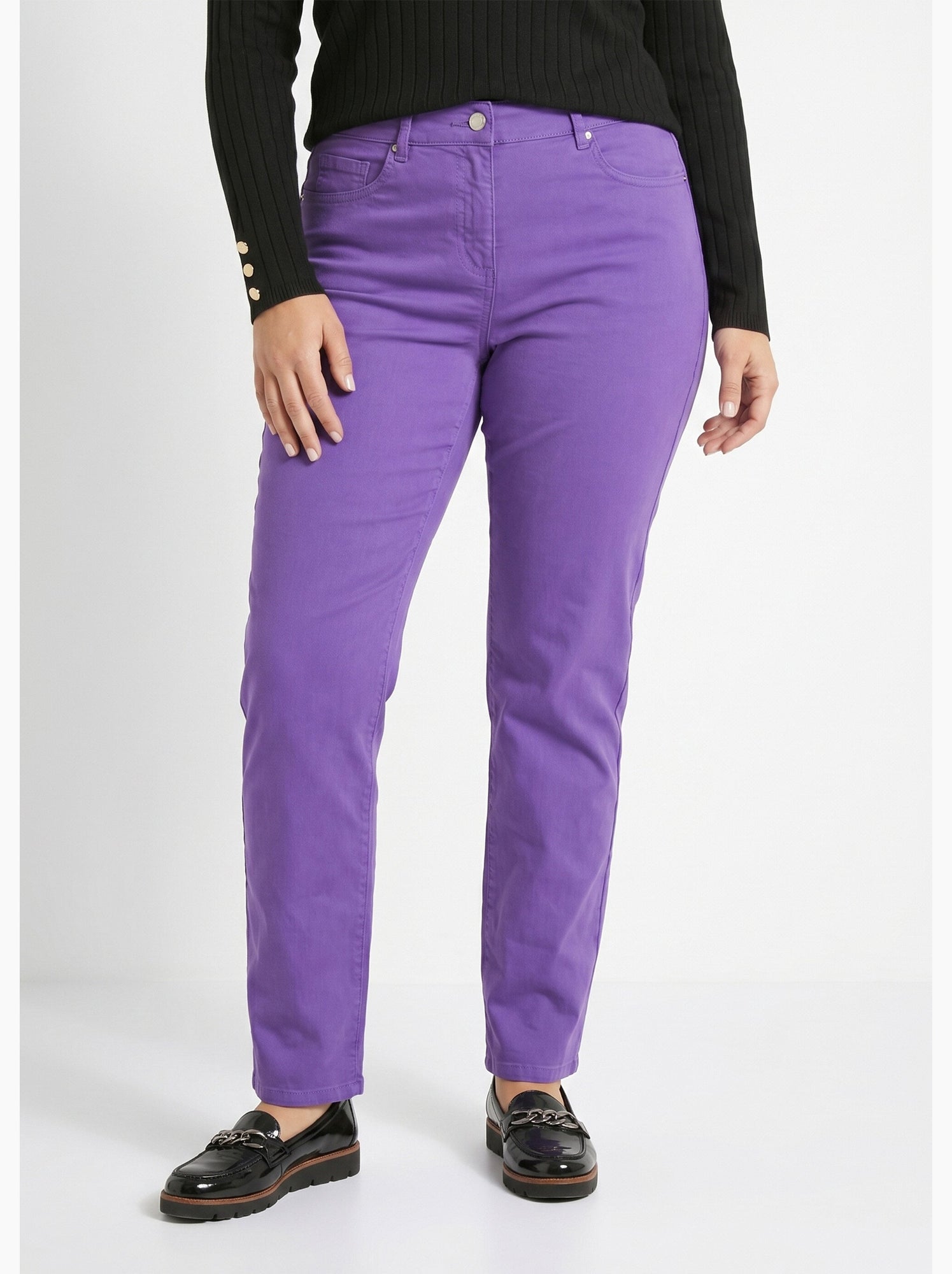 Pantalon droit 5 poches coton stretch - afibel - Violet