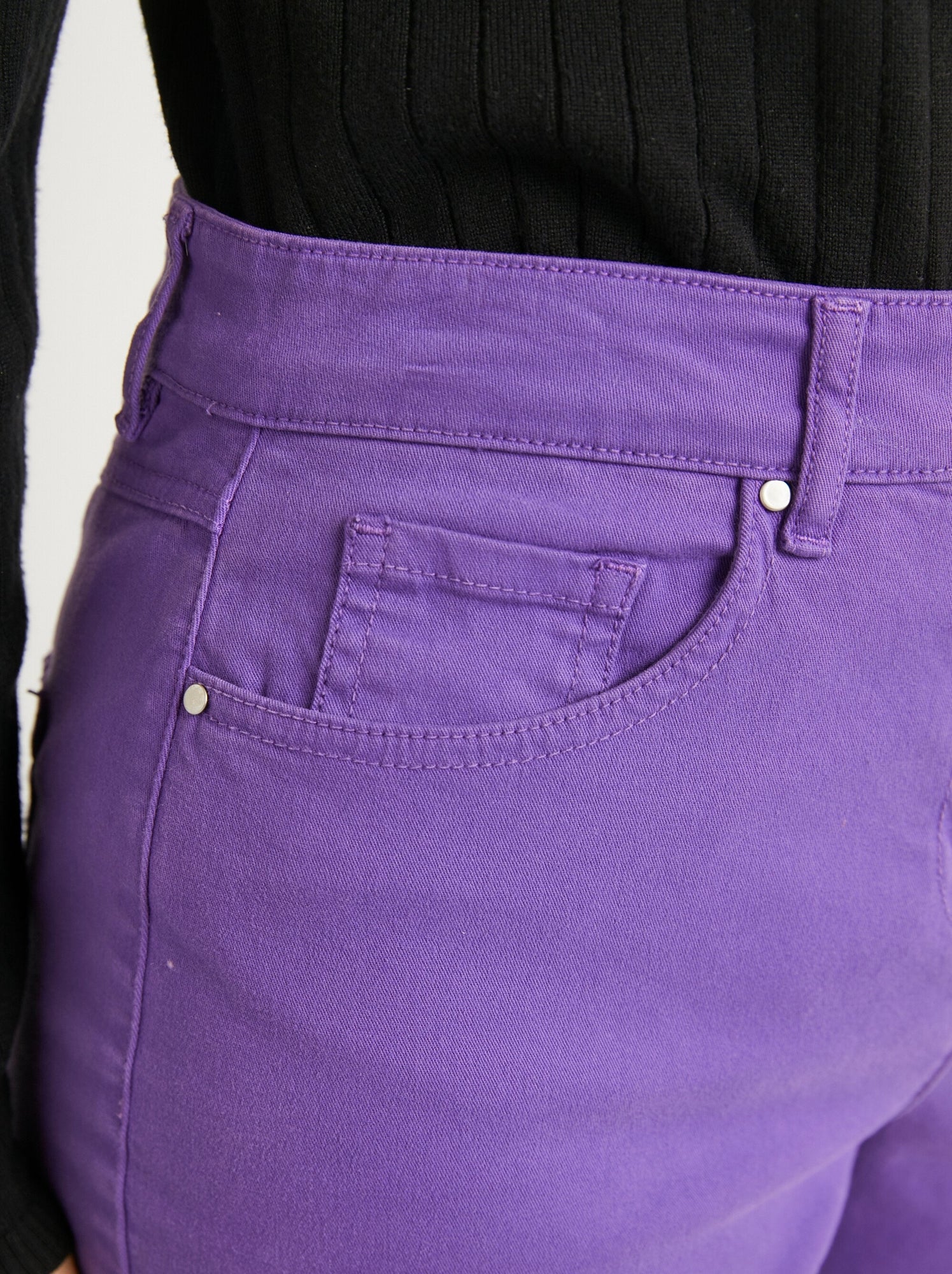Pantalon droit 5 poches coton stretch - afibel - Violet