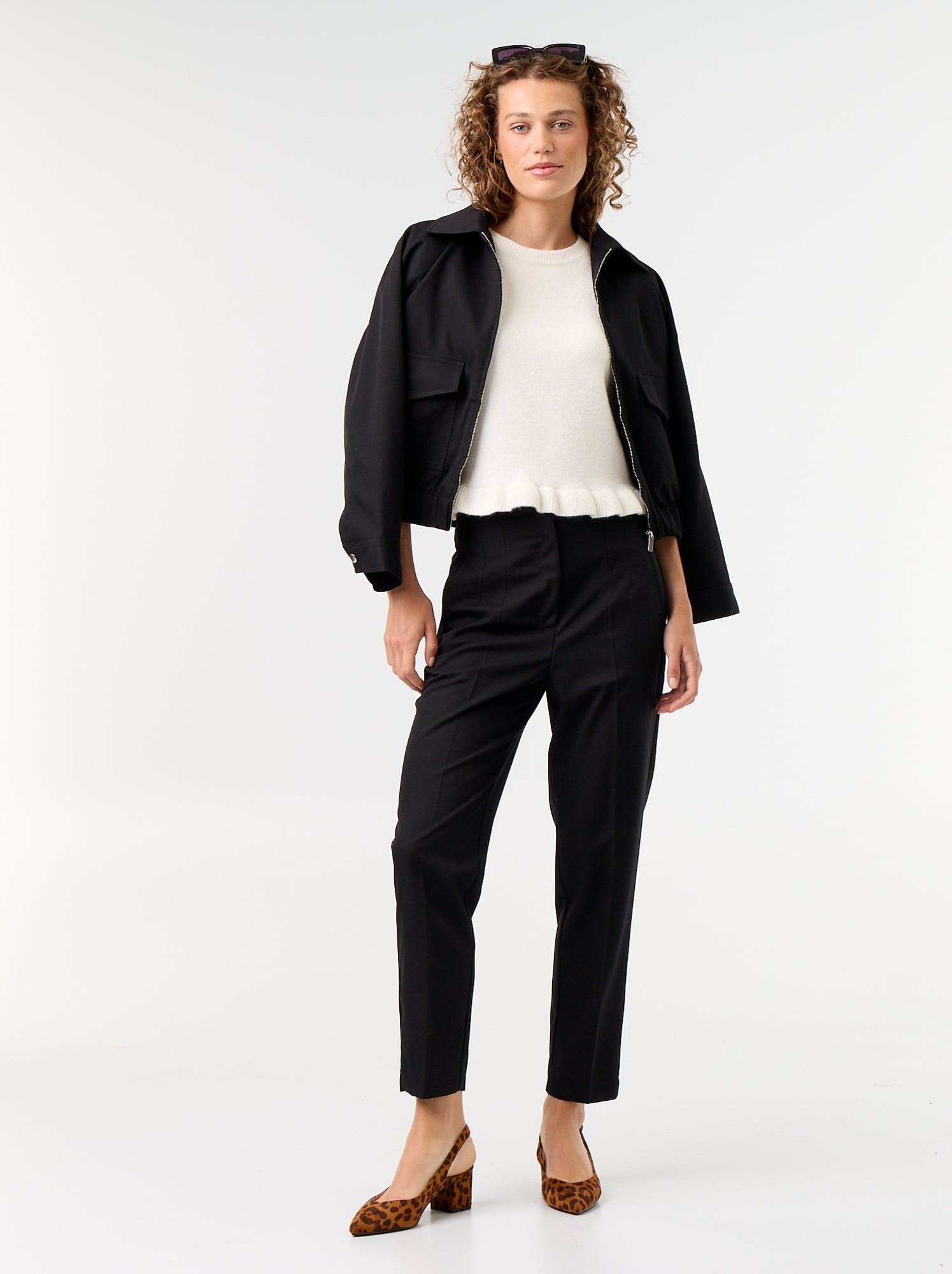 Pantalon droit à taille haute - Noir