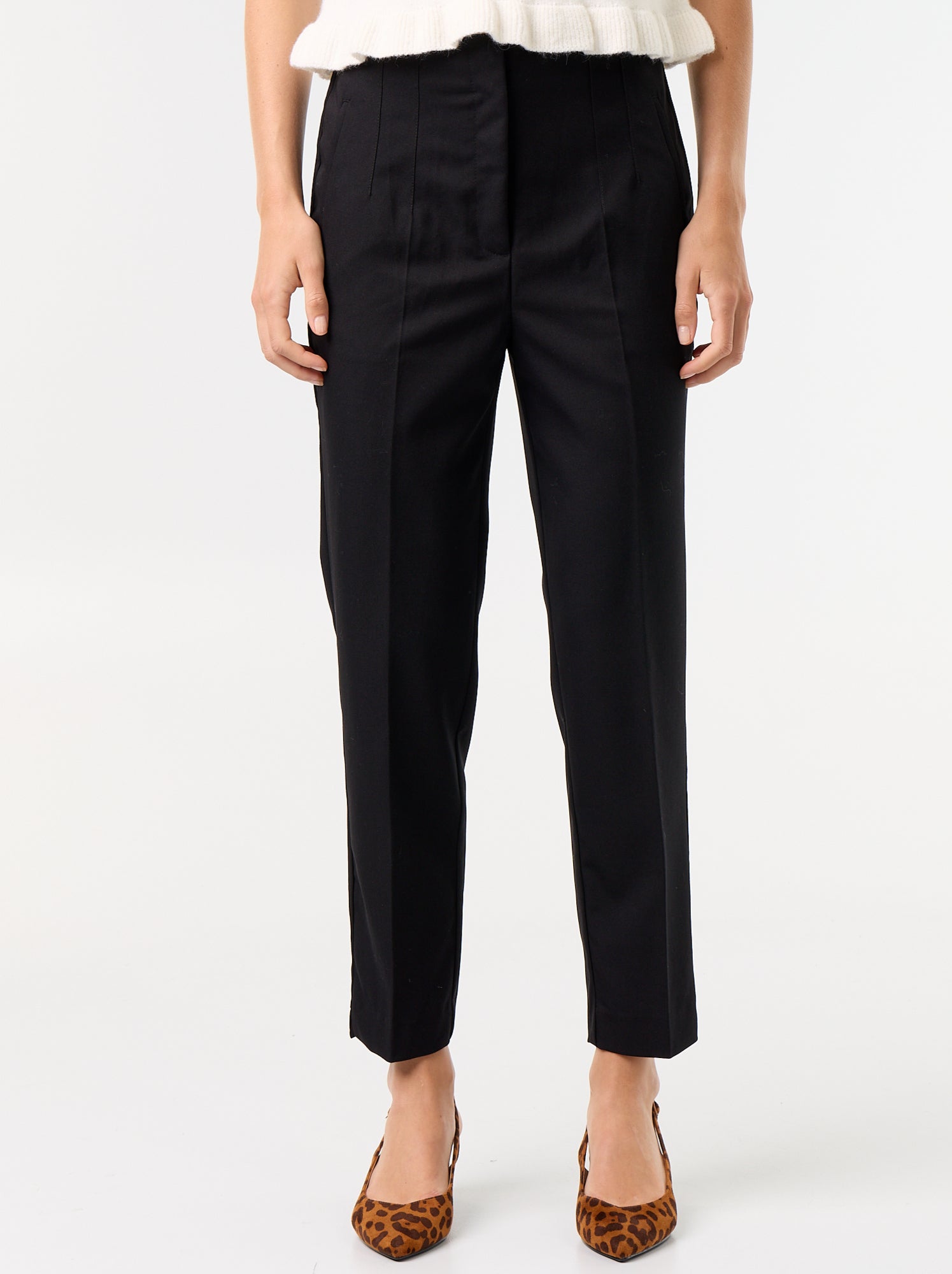 Pantalon droit à taille haute - Noir