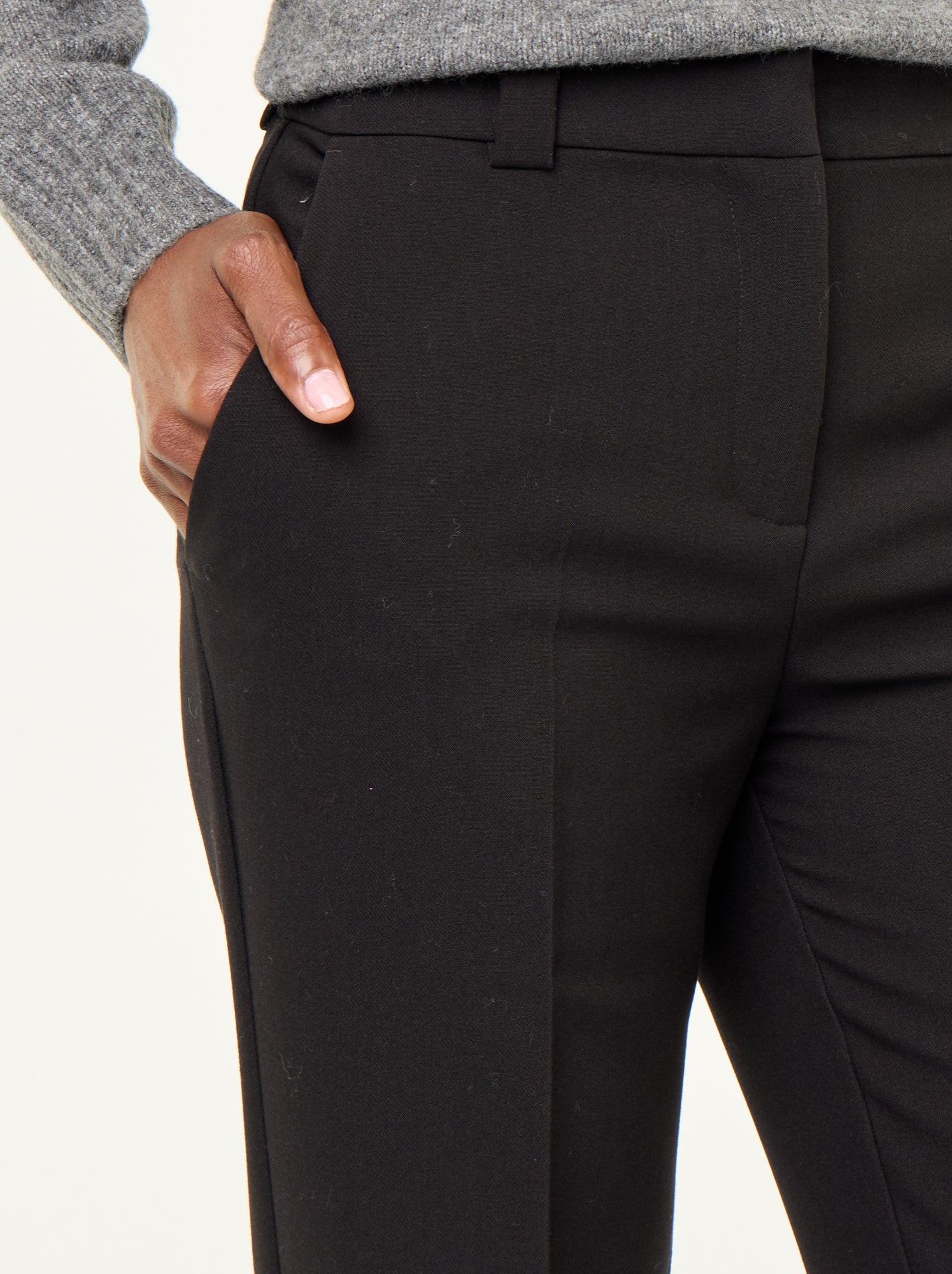 Pantalon droit avec taille ceinturée - Noir