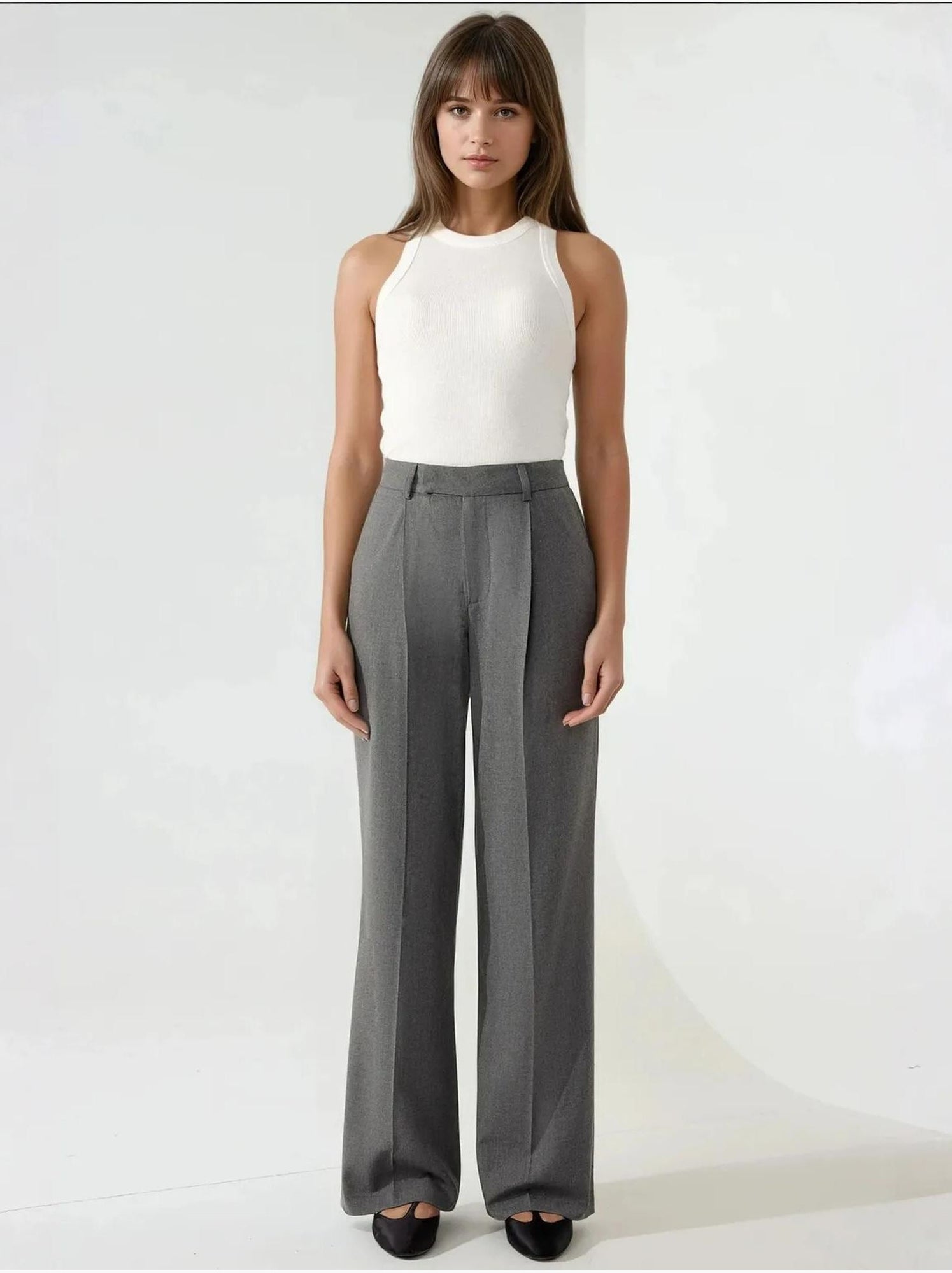 Pantalon droit élégant - Gris