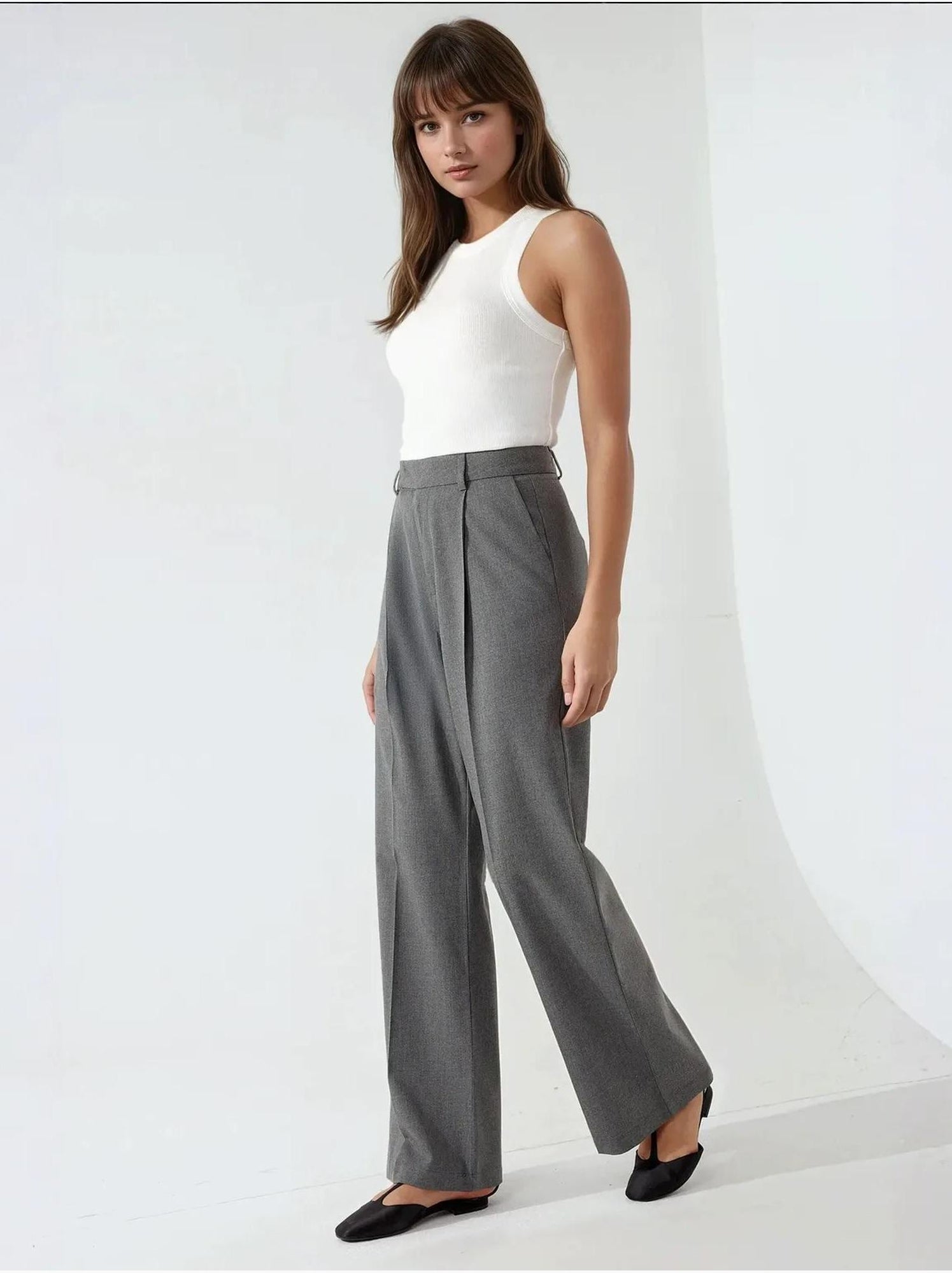 Pantalon droit élégant - Gris