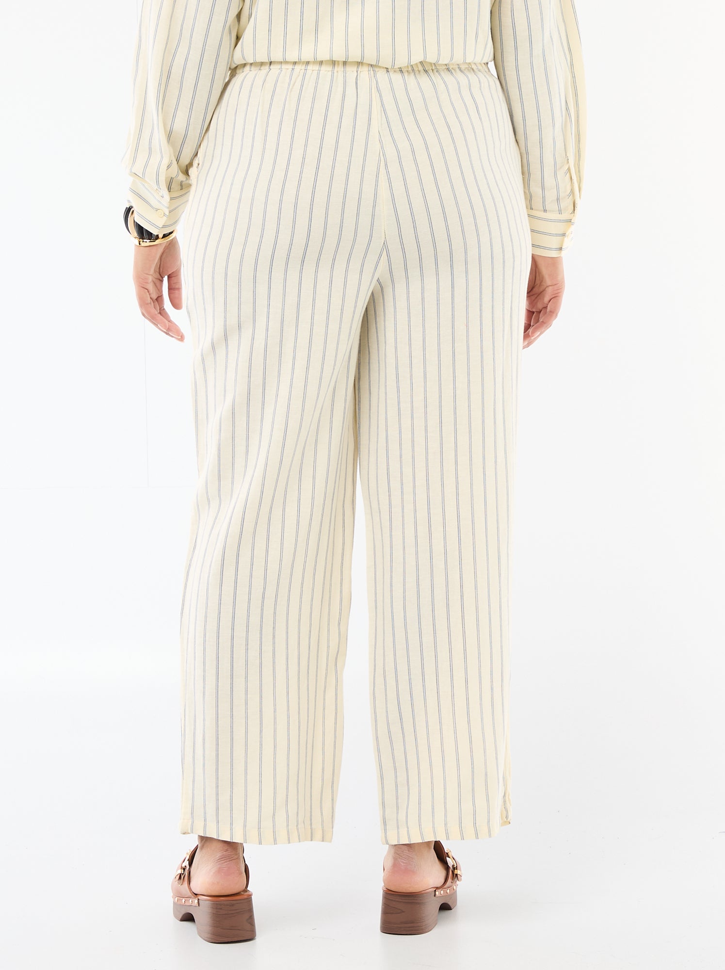 Pantalon droit en lin mélangé - Jaune