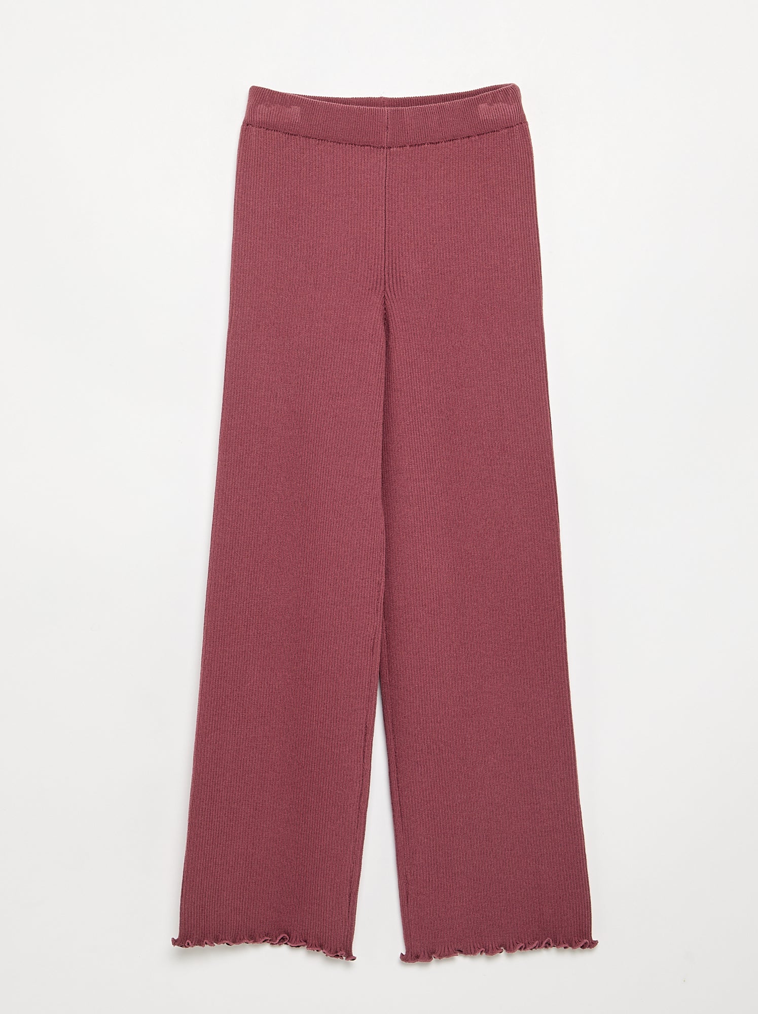 Pantalon droit en tricot uni - Rose