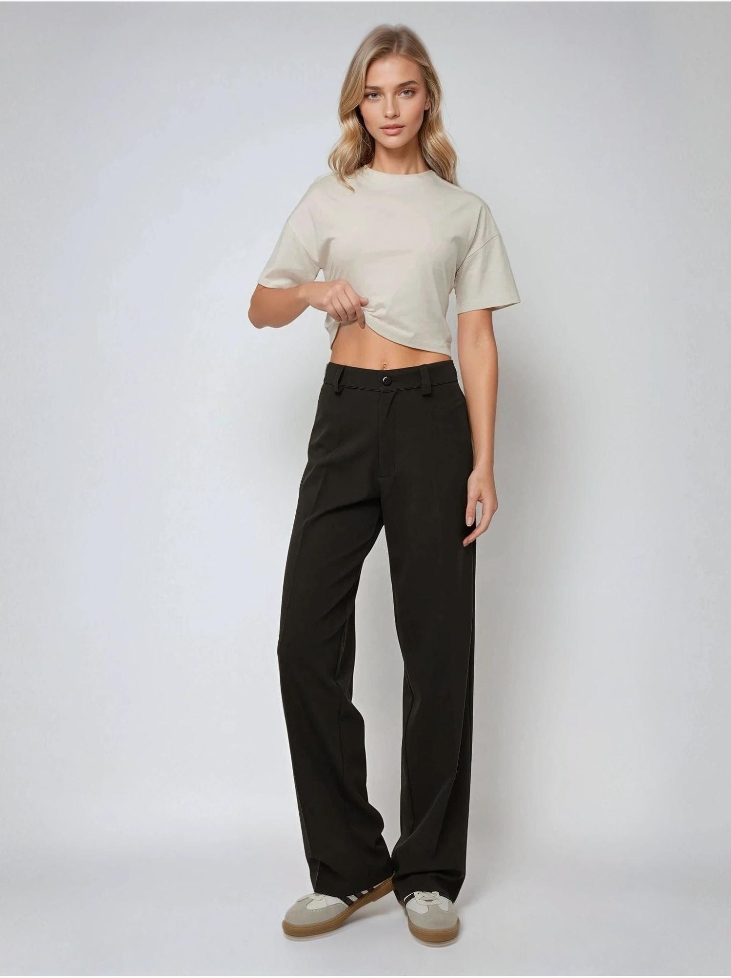 Pantalon droit taille haute - Noir