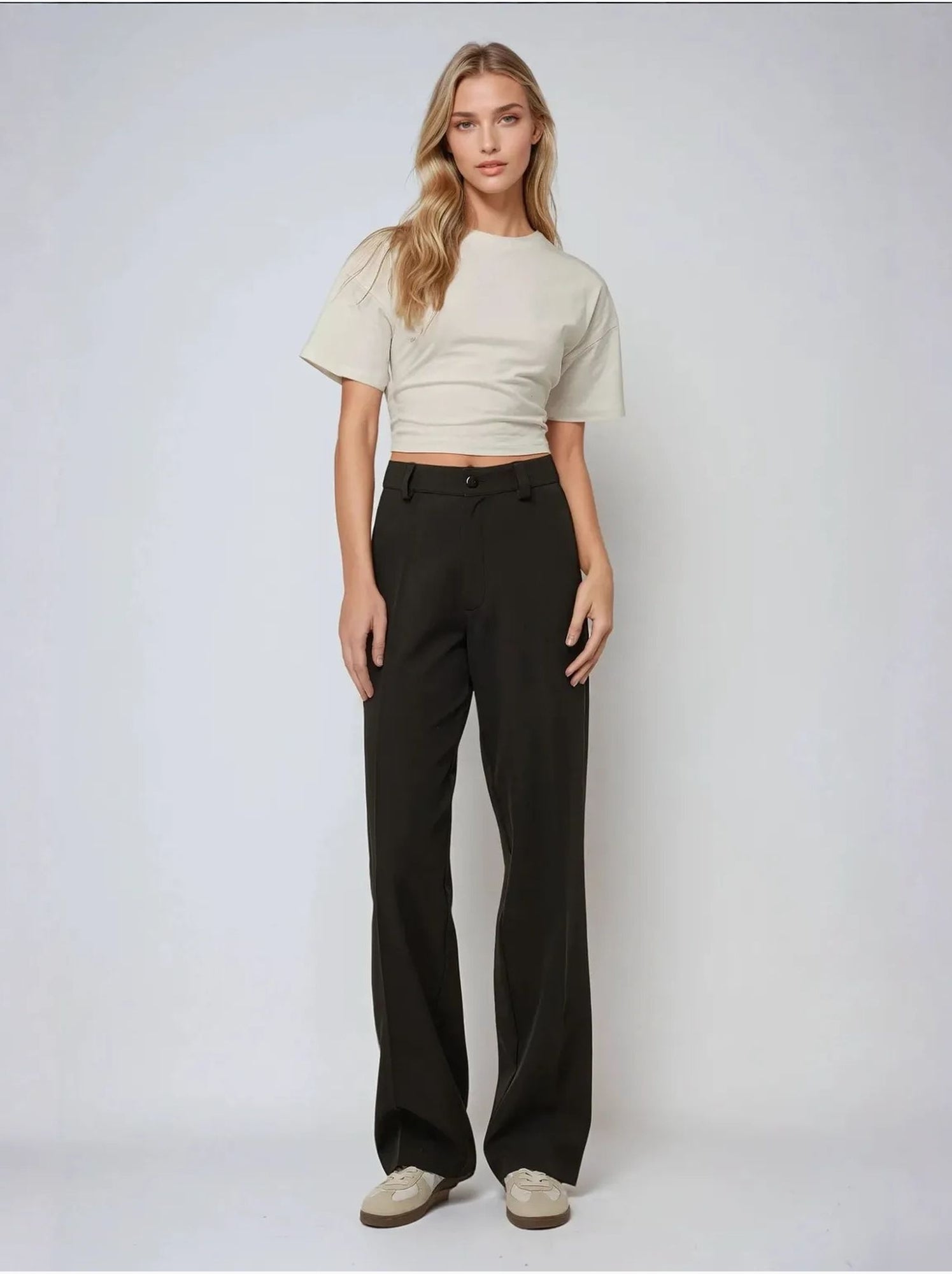 Pantalon droit taille haute - Noir