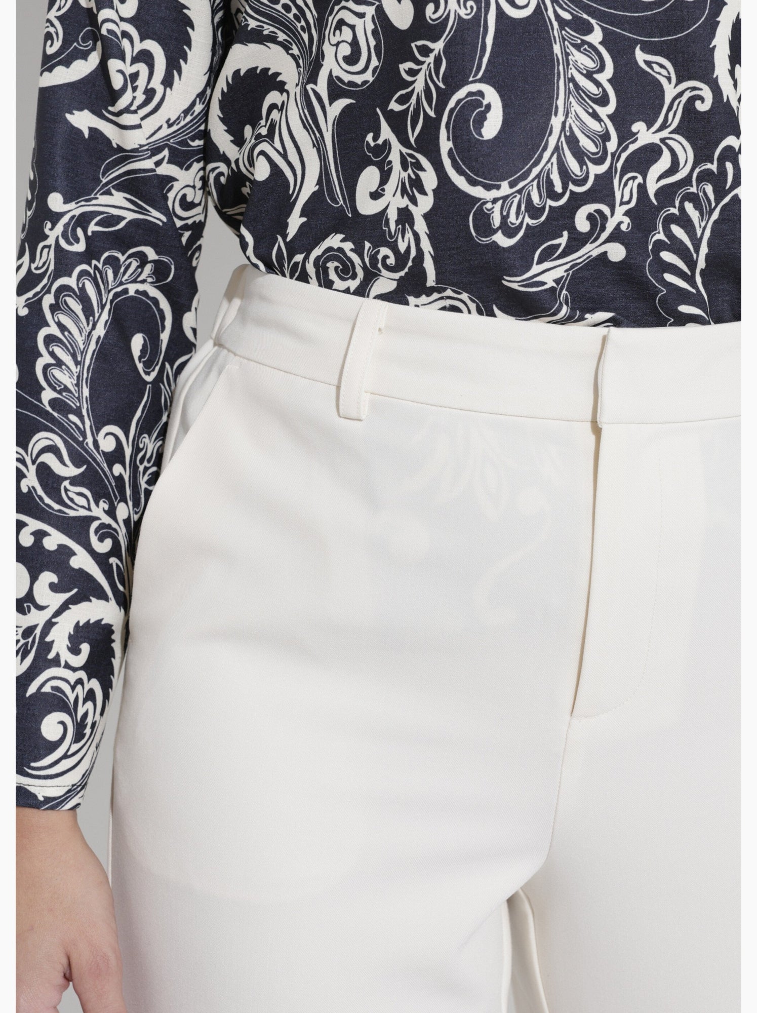 Pantalon droit tailleur fluide taille élastiquée - afibel - Ivoire