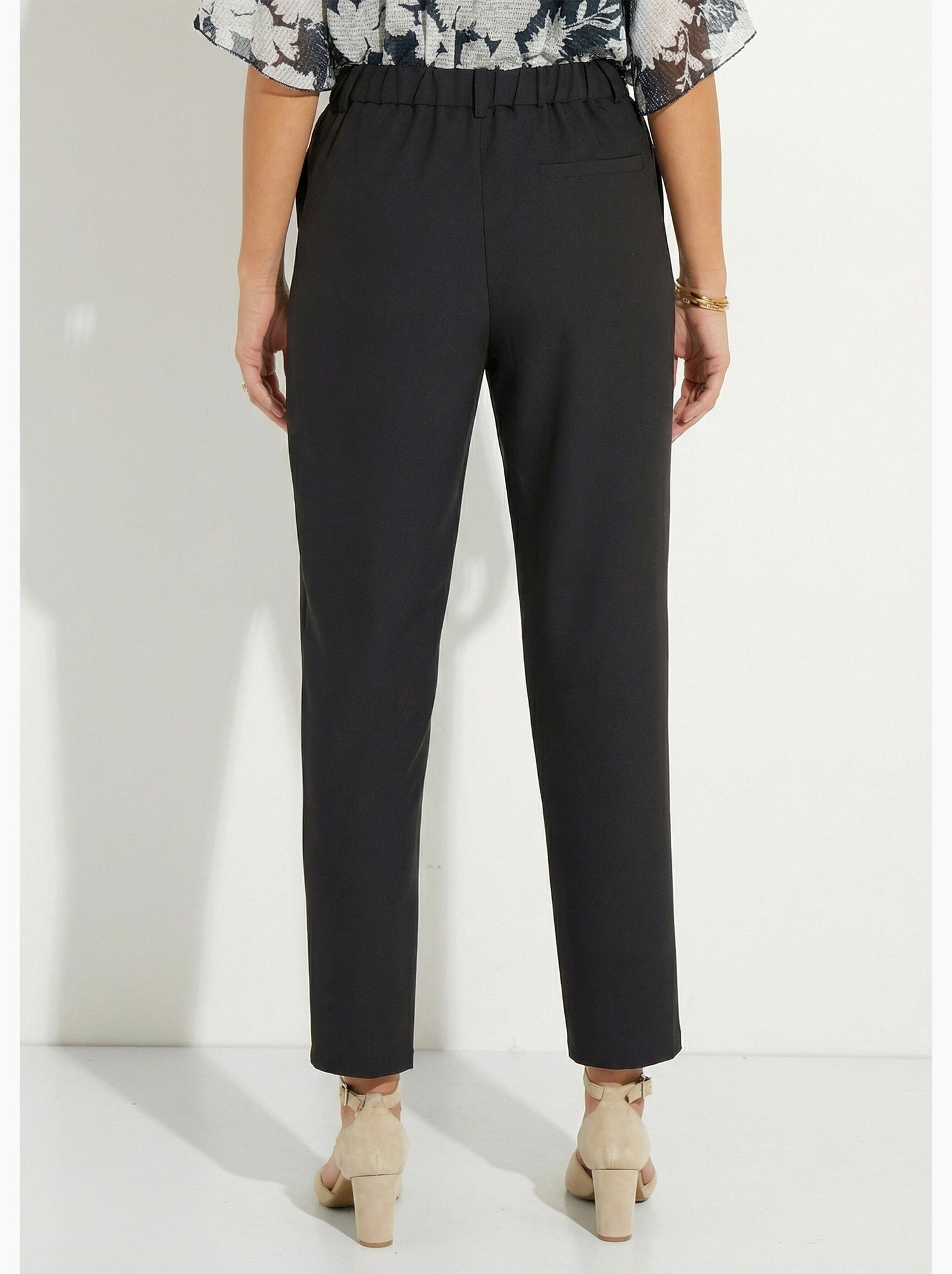 Pantalon droit tailleur fluide taille élastiquée - afibel - Noir