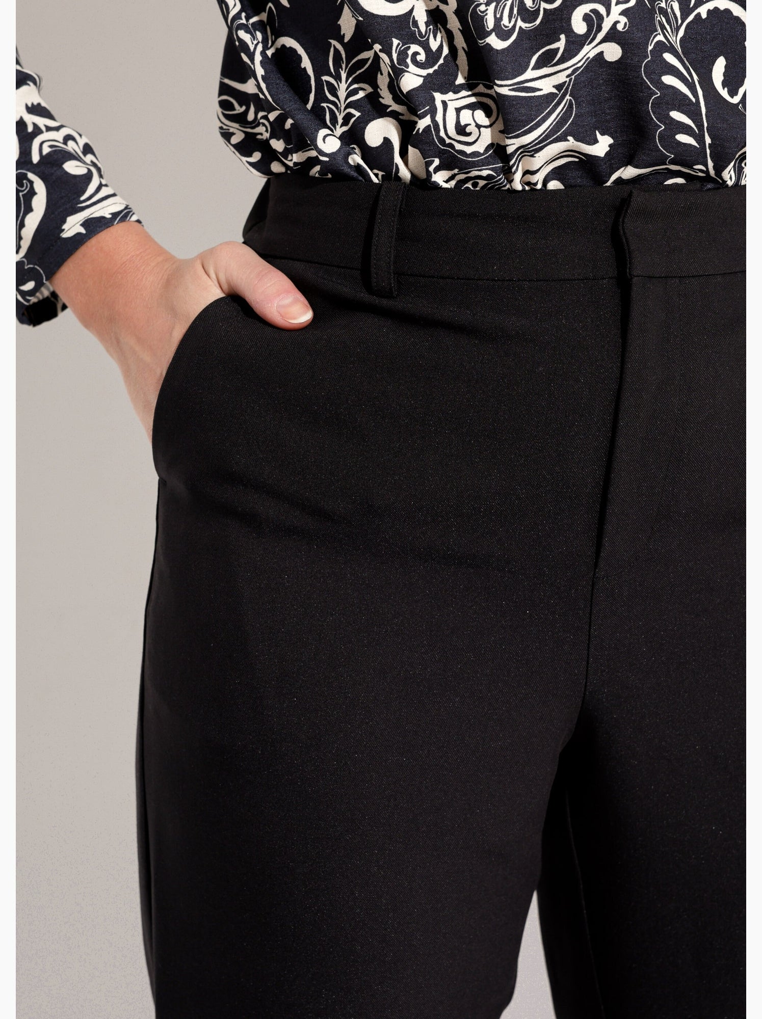 Pantalon droit tailleur fluide taille élastiquée - afibel - Noir