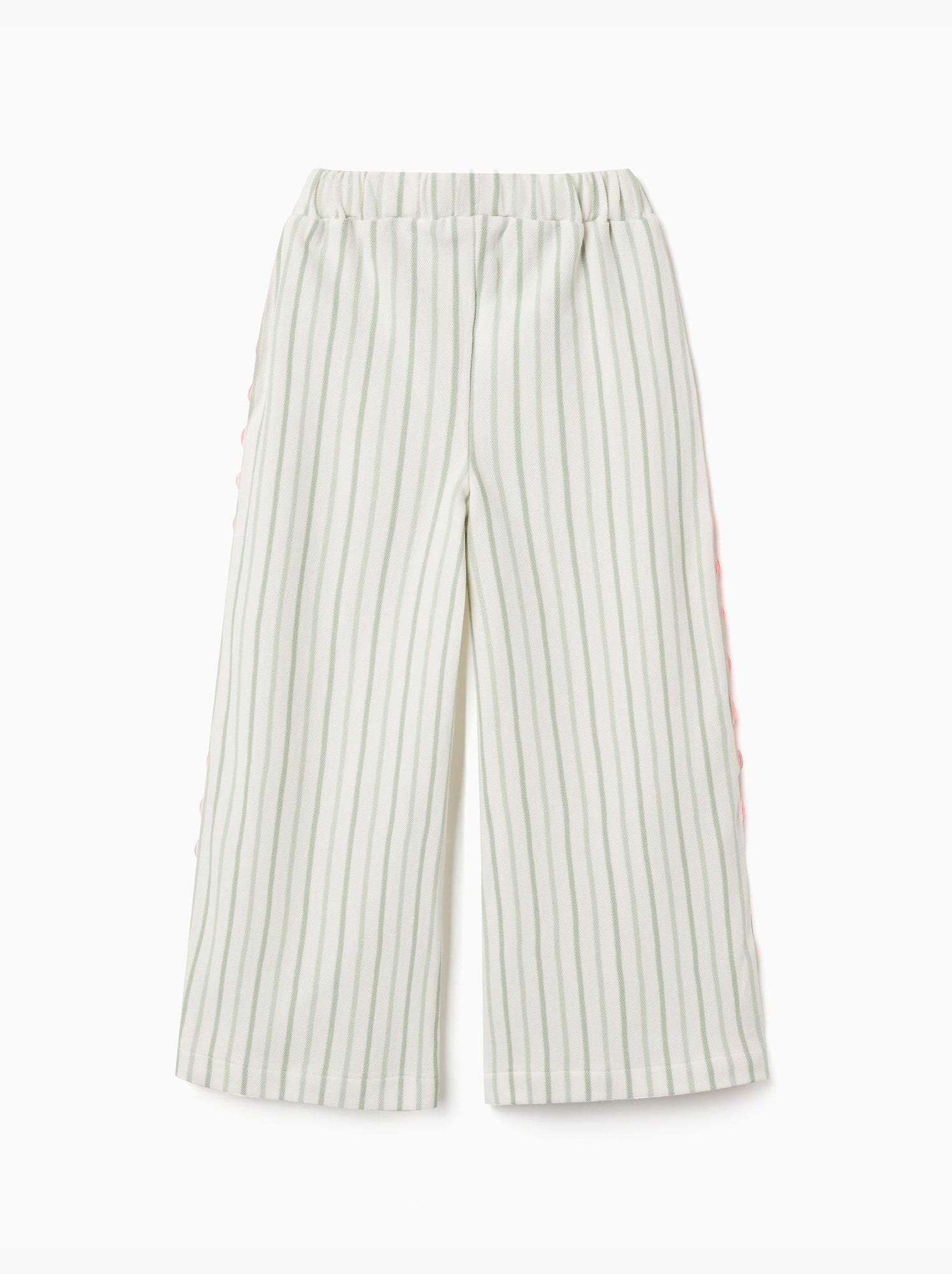 Pantalon en coton à rayures avec galon ric rac - Beige clair