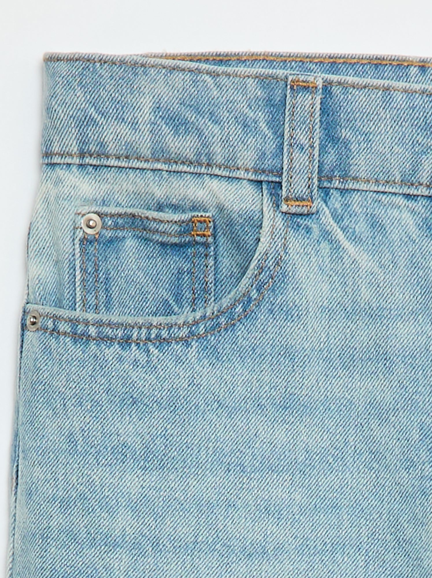 Pantalon en denim à taille haute - Bleu (EOU76_1)