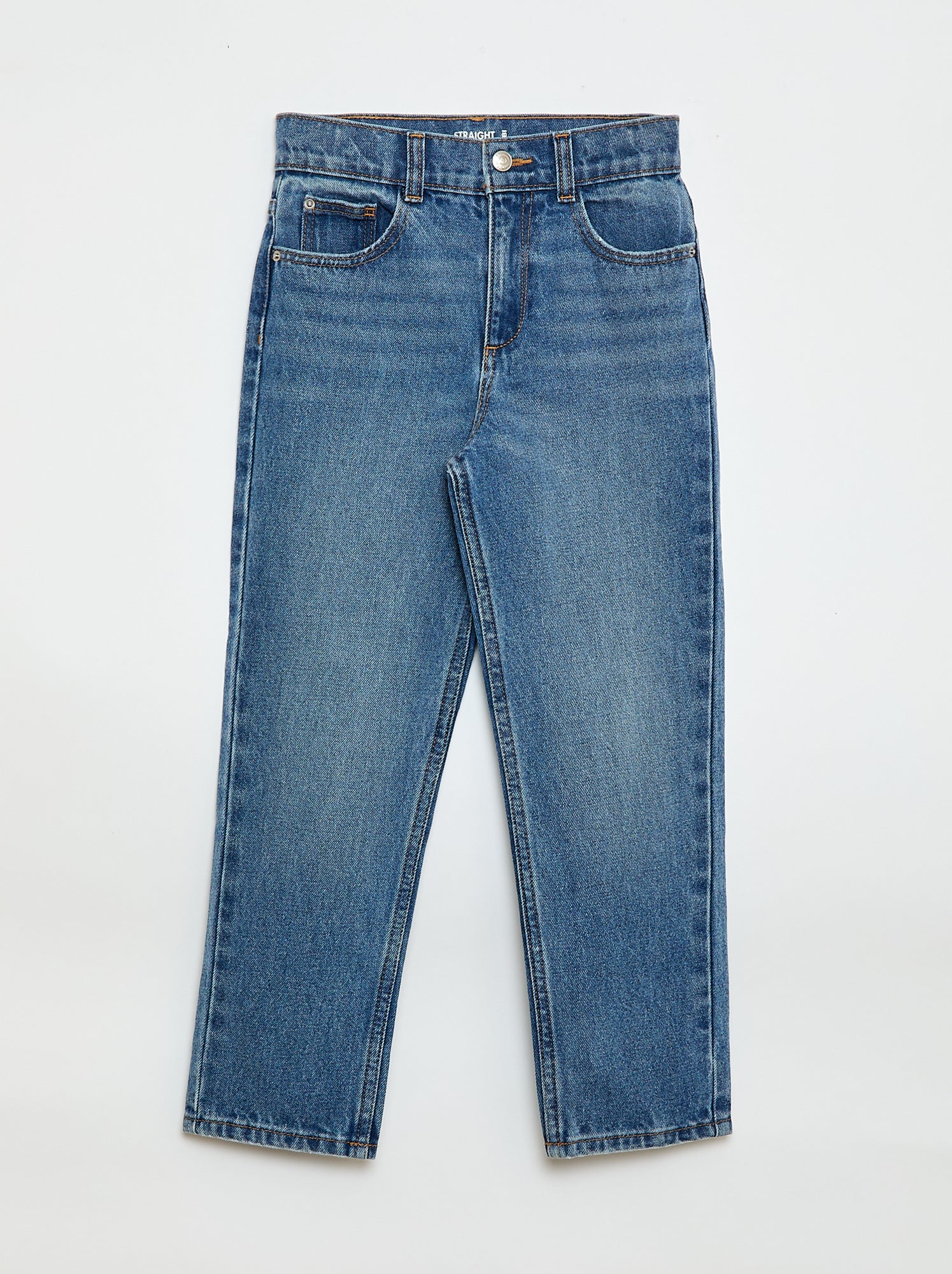 Pantalon en denim à taille haute - Bleu (EOU76_3)