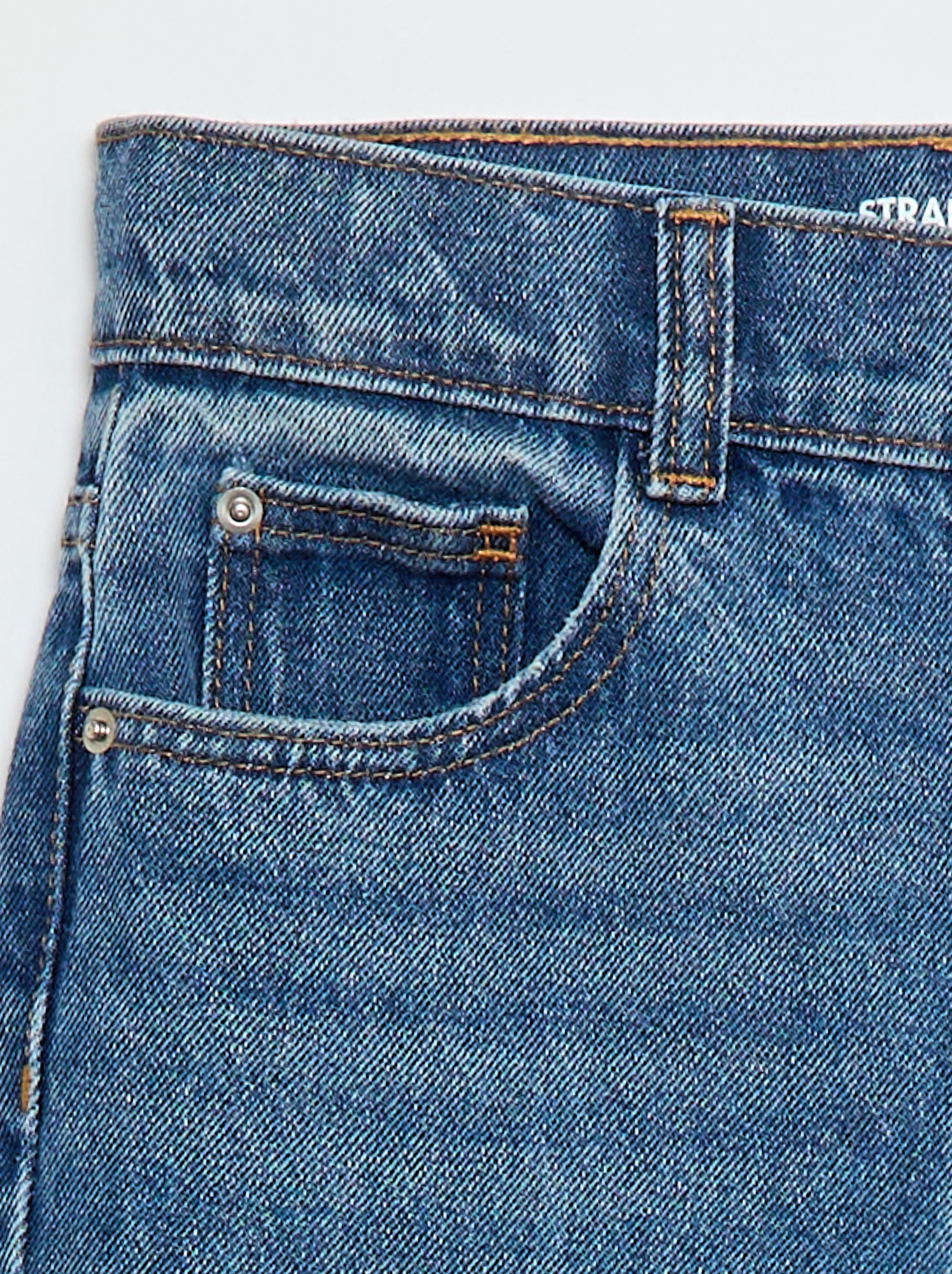 Pantalon en denim à taille haute - Bleu (EOU76_3)